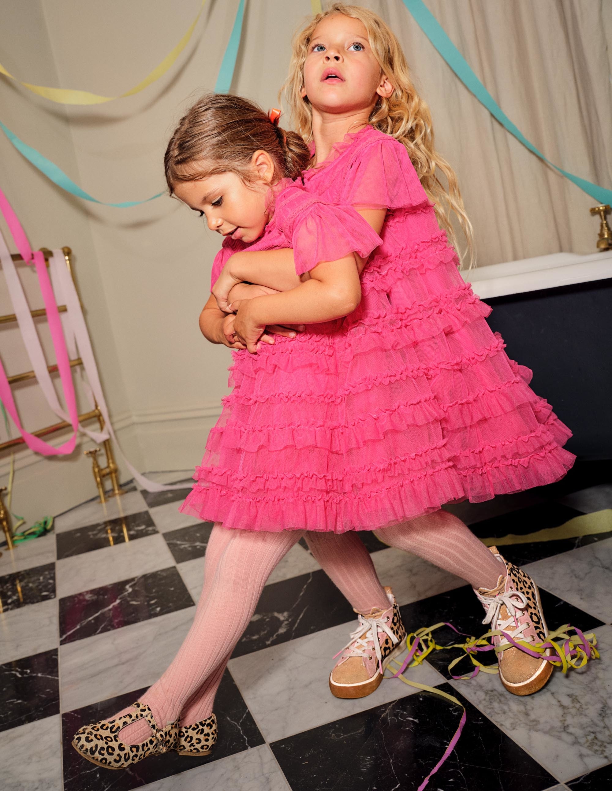 Pink Tulle Tiered Party Dress-Rose doux - Image 7
