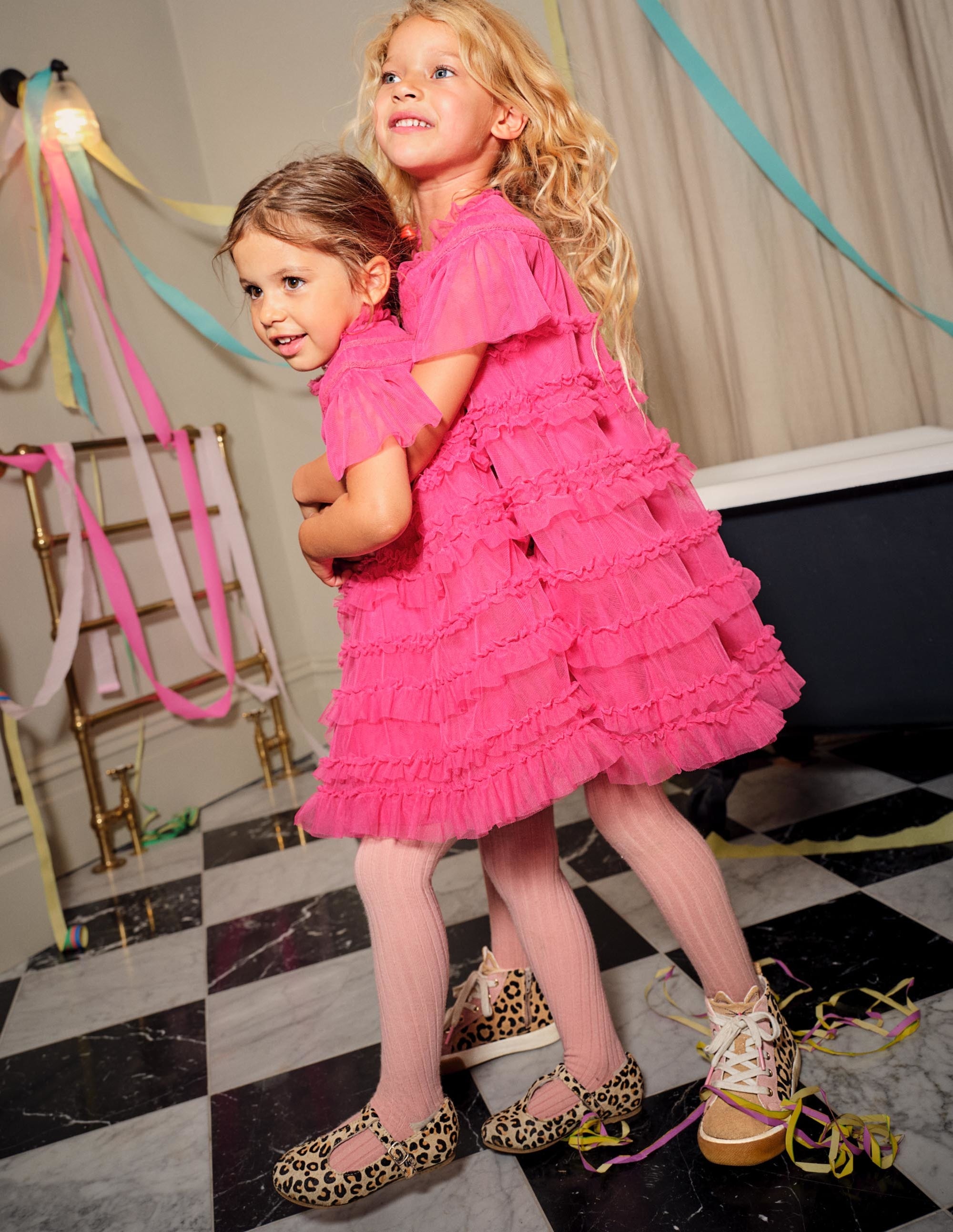 Pink Tulle Tiered Party Dress-Rose doux - Image 8