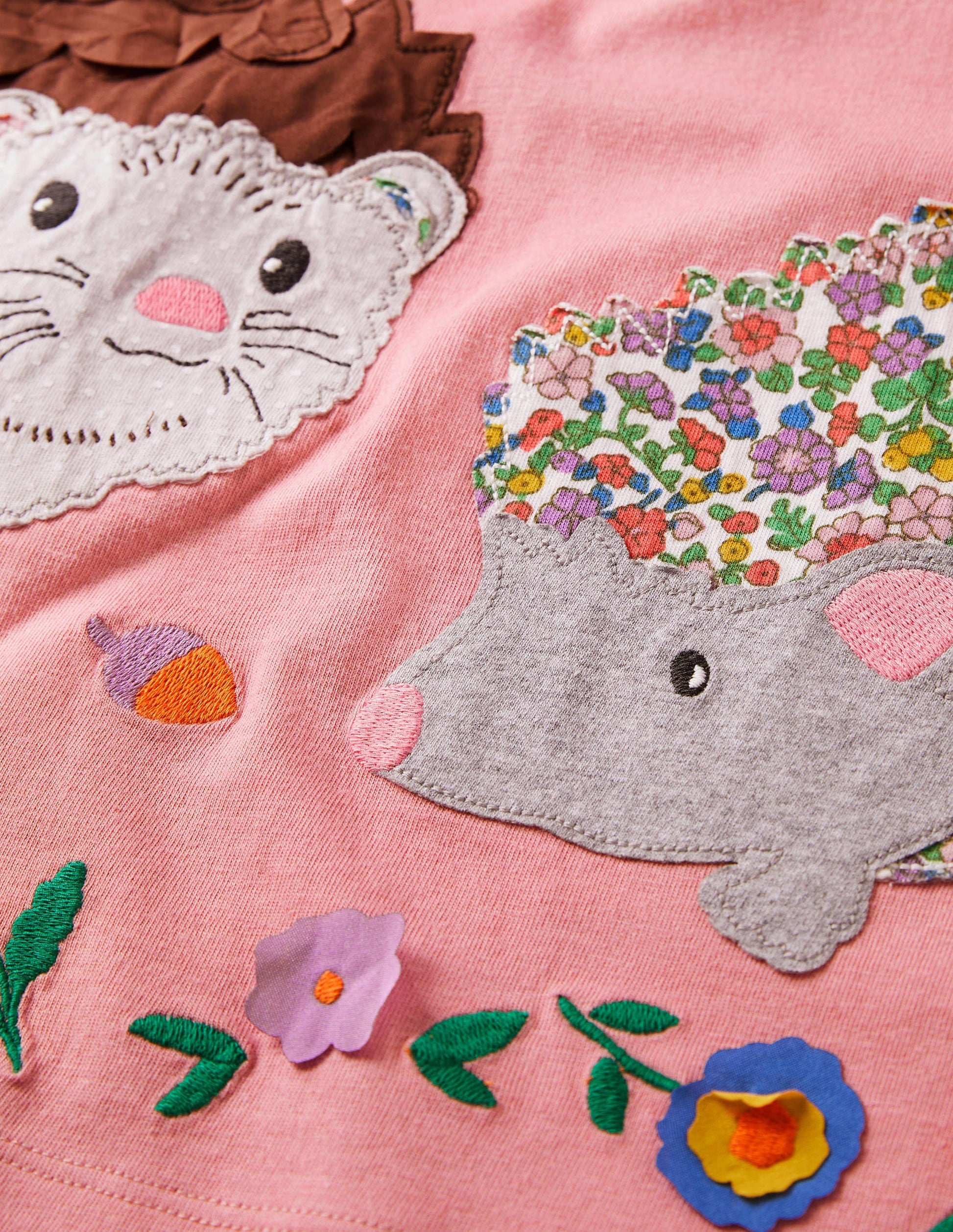 Robe à grand appliqué-Hérissons roses-3