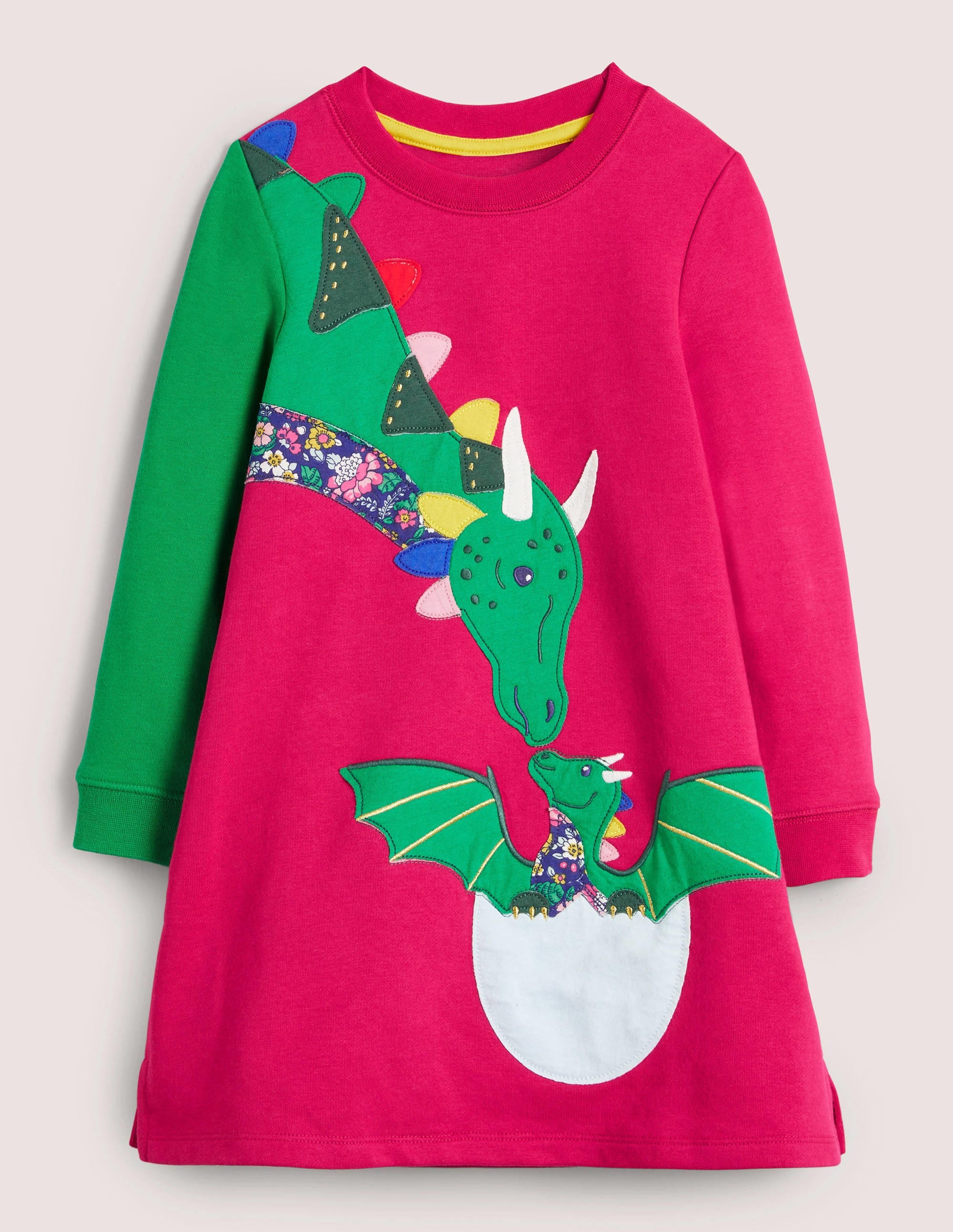 Robe-sweat à appliqué-Dragons rose sucre d'orge - Image 1
