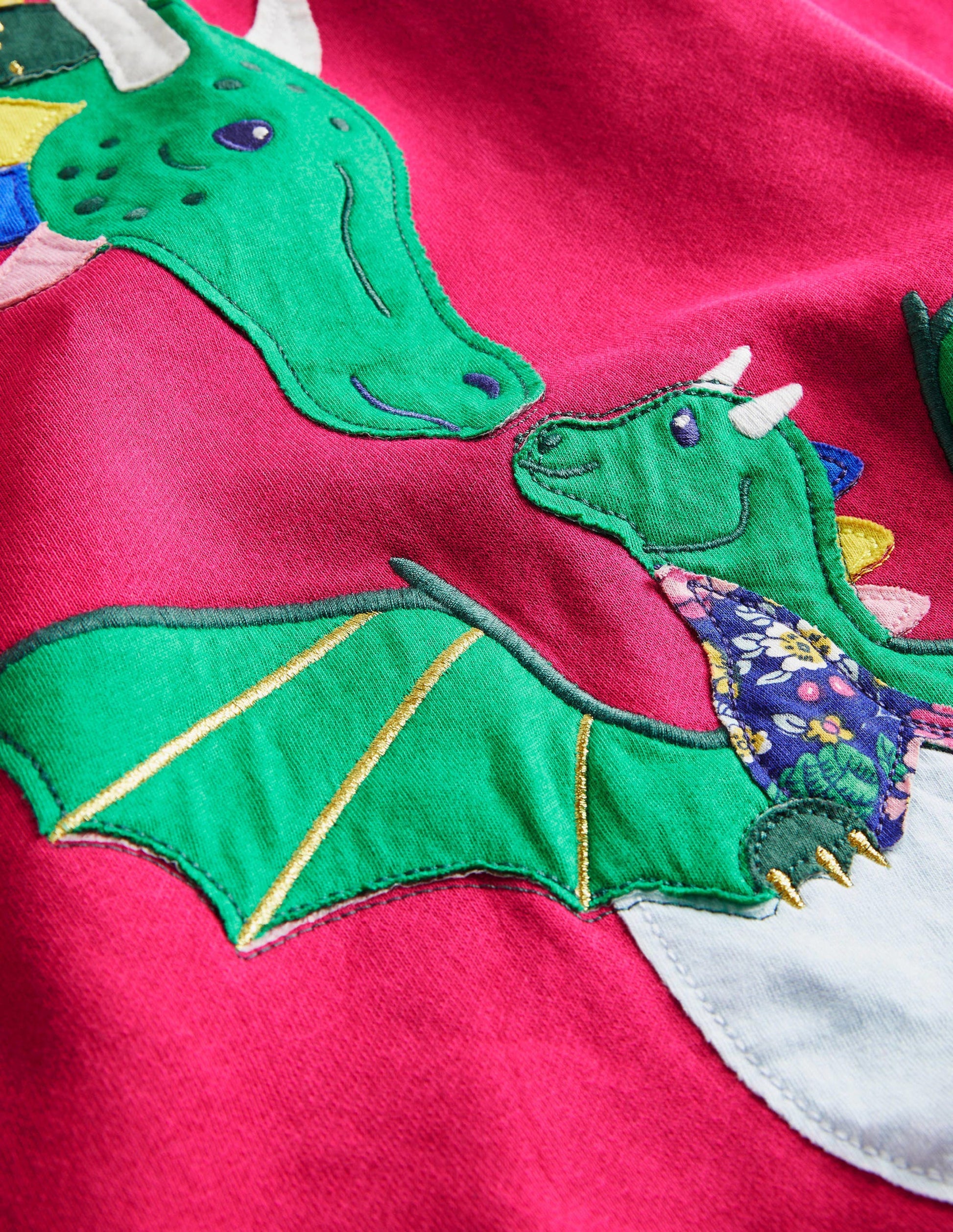 Robe-sweat à appliqué-Dragons rose sucre d'orge-3