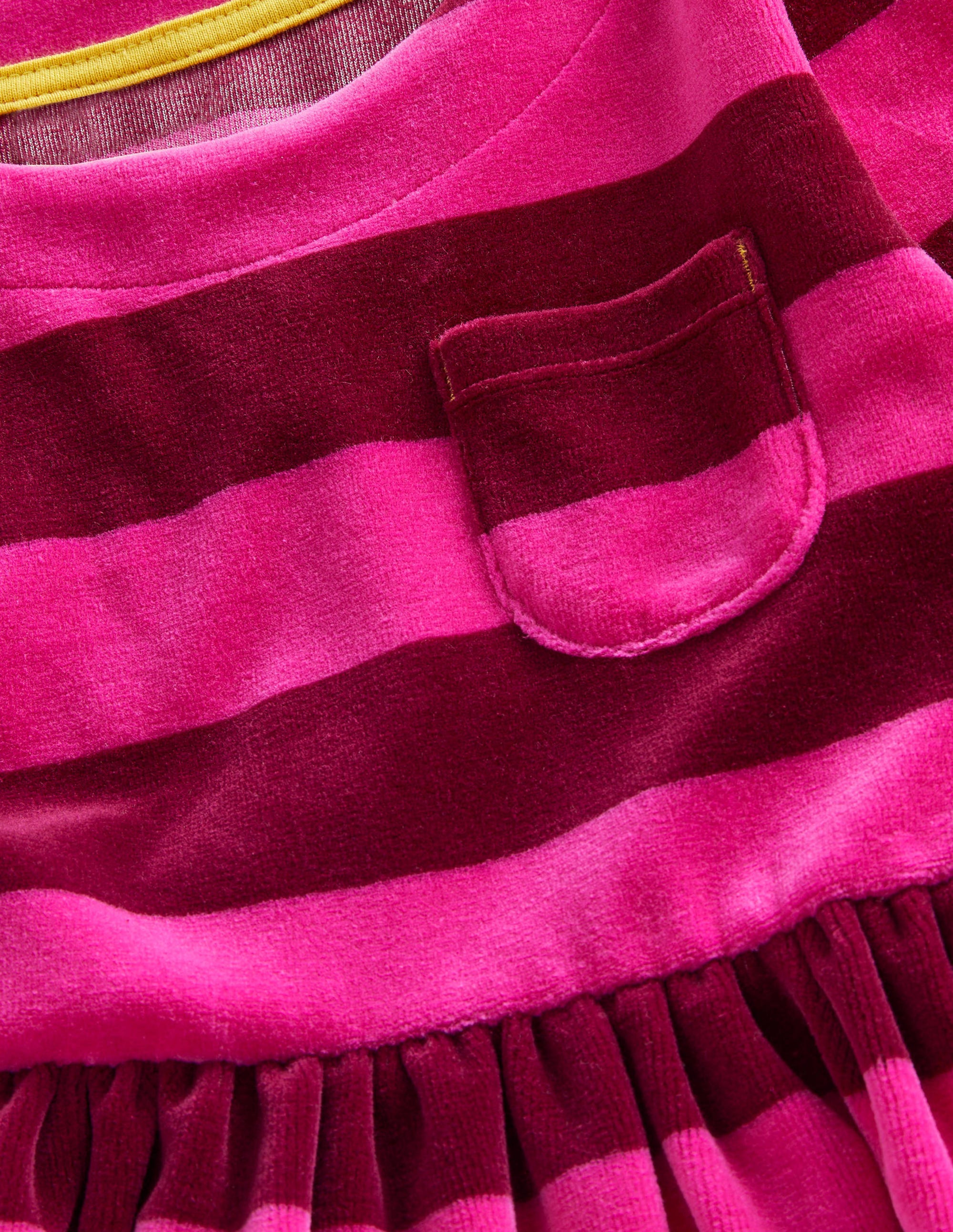 Robe rayée en velours-Rose éclatant/bordeaux quetsche - Image 3