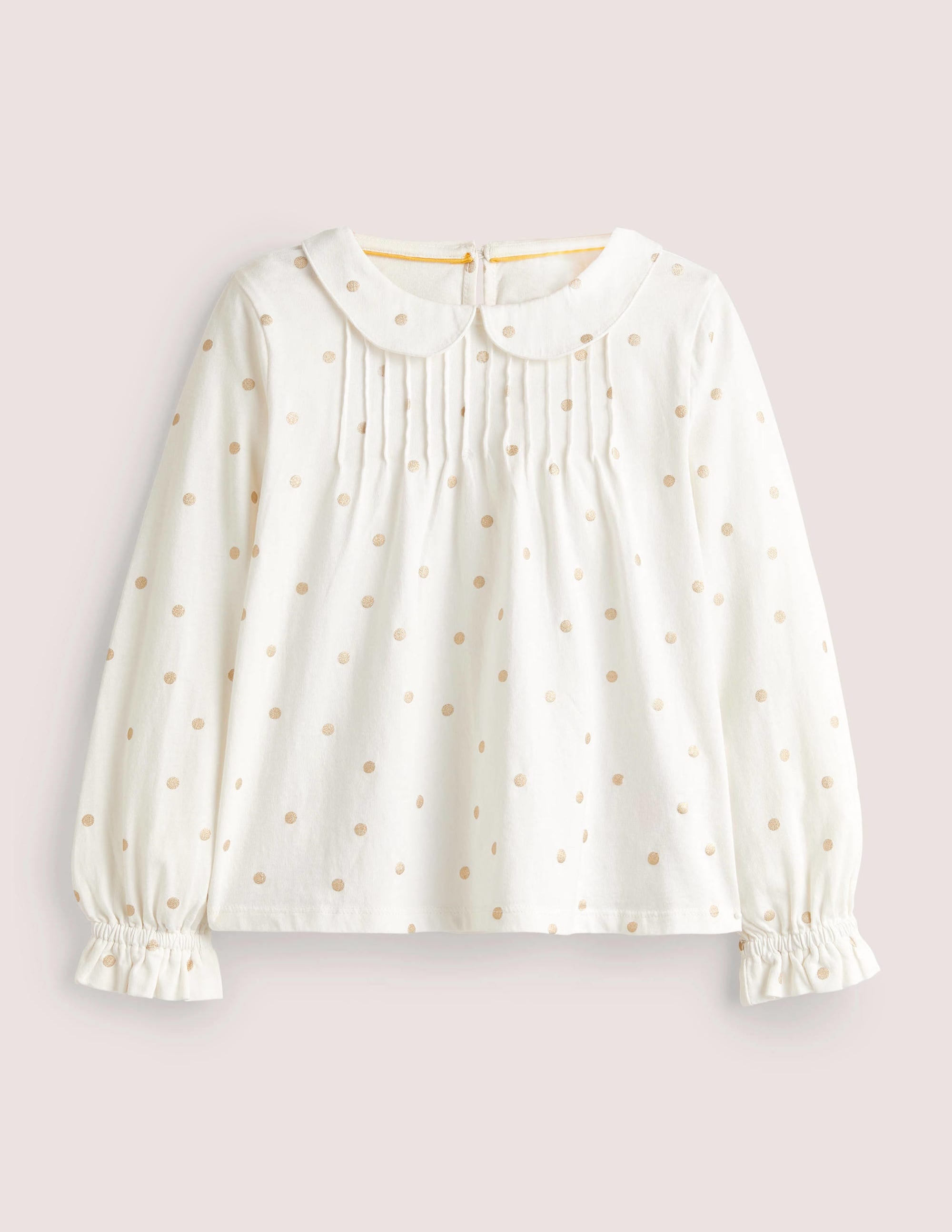 Top en jersey à col-Pois confettis métallisés ivoire - Image 1
