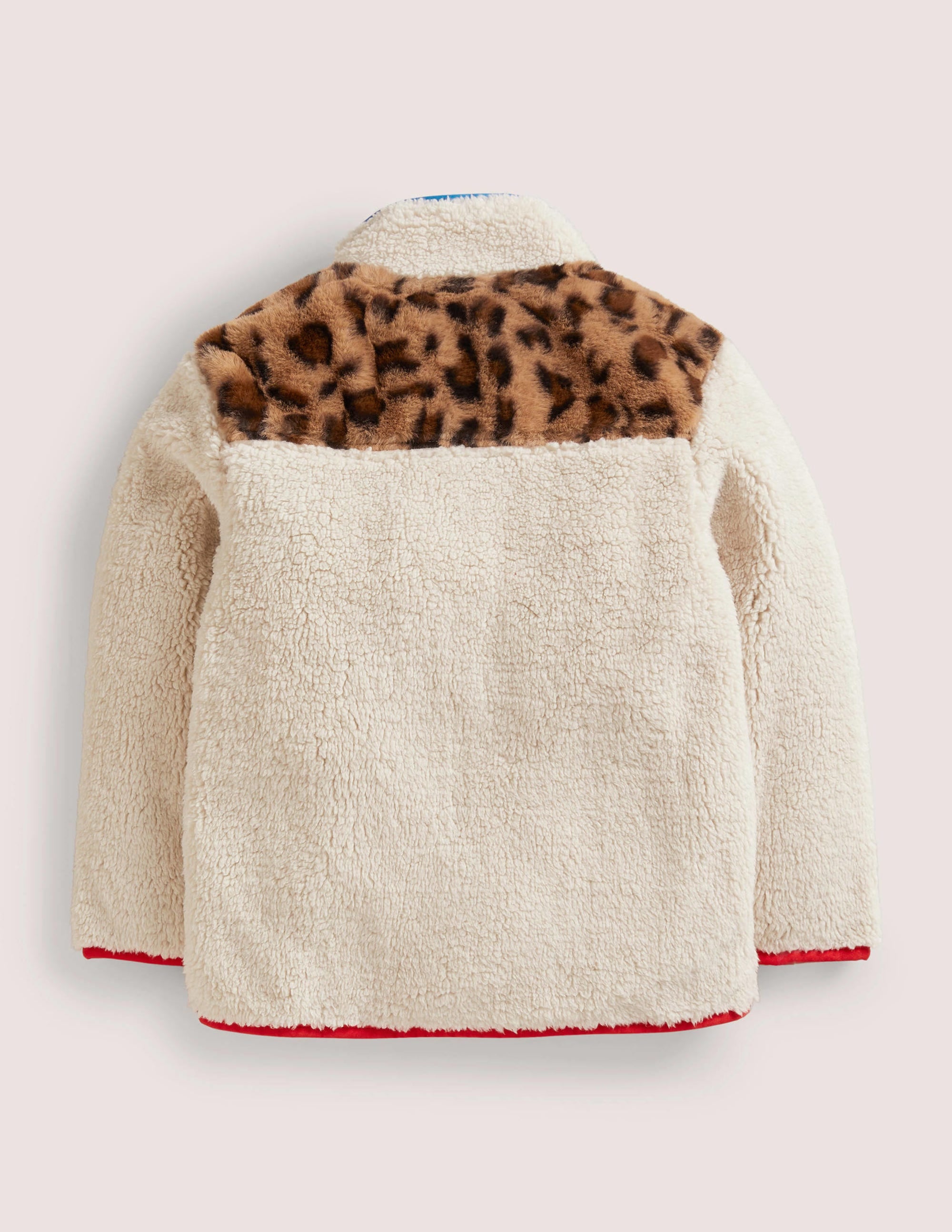Borg-Jacke-Naturweiß, Leopardenmuster/Blockfarben - Image 2