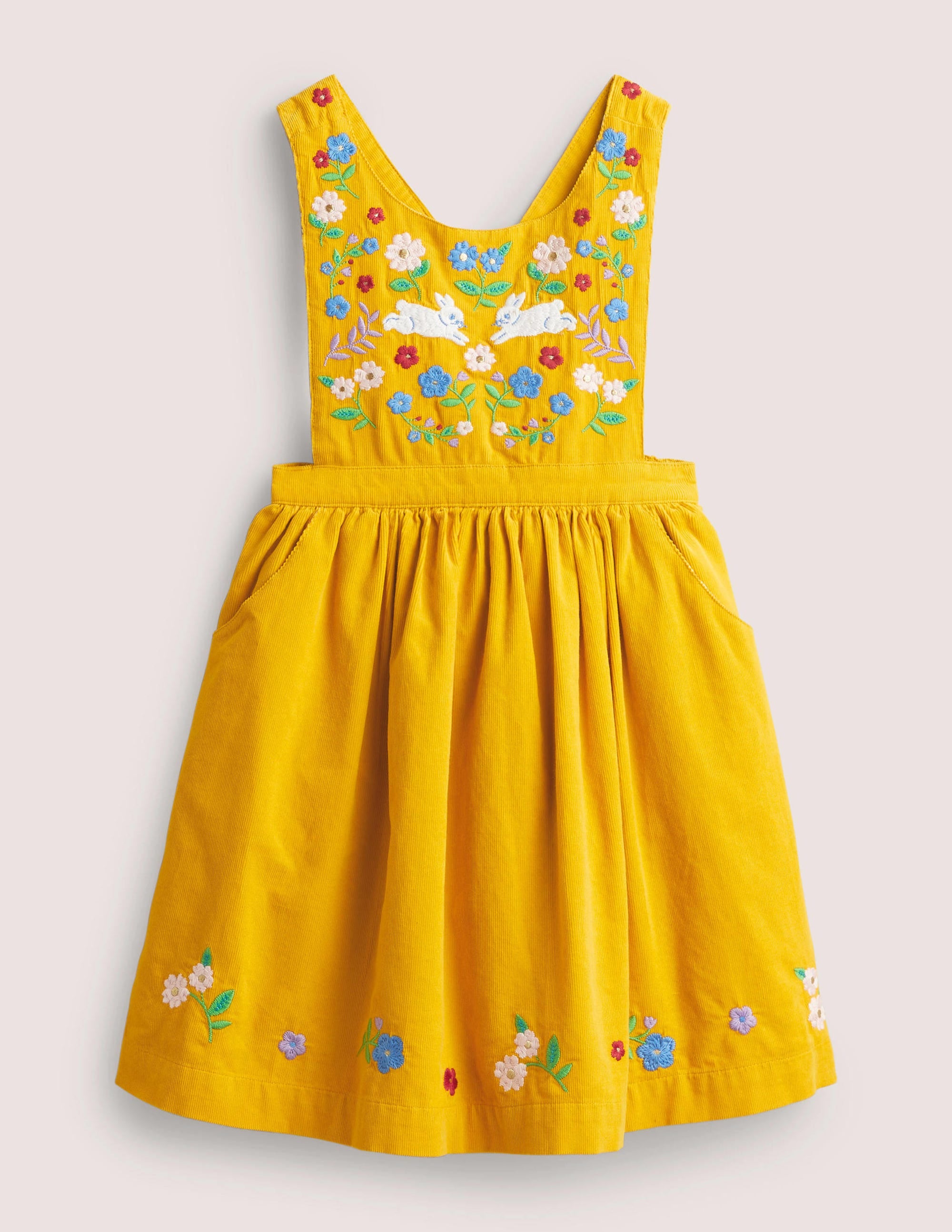 Webschürzenkleid mit Stickerei-Honiggelb - Image 1