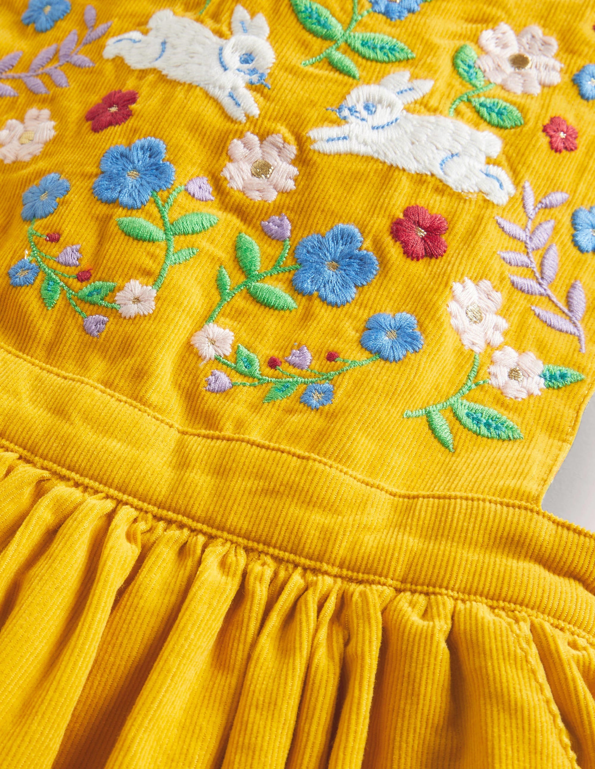 Webschürzenkleid mit Stickerei-Honiggelb - Image 3
