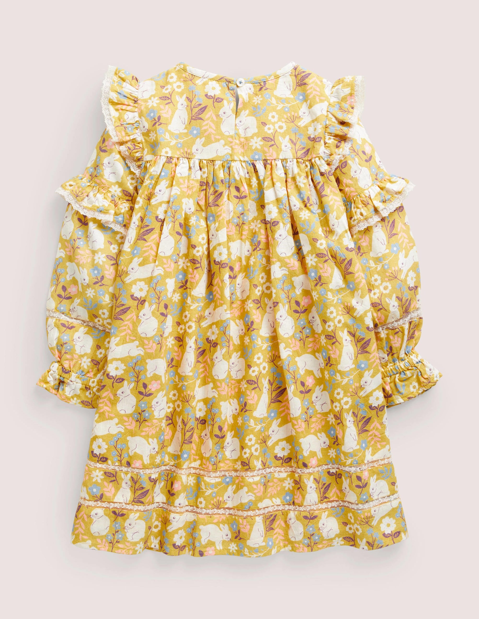 Gemustertes Webkleid-Honiggelb, Häschen - Image 2