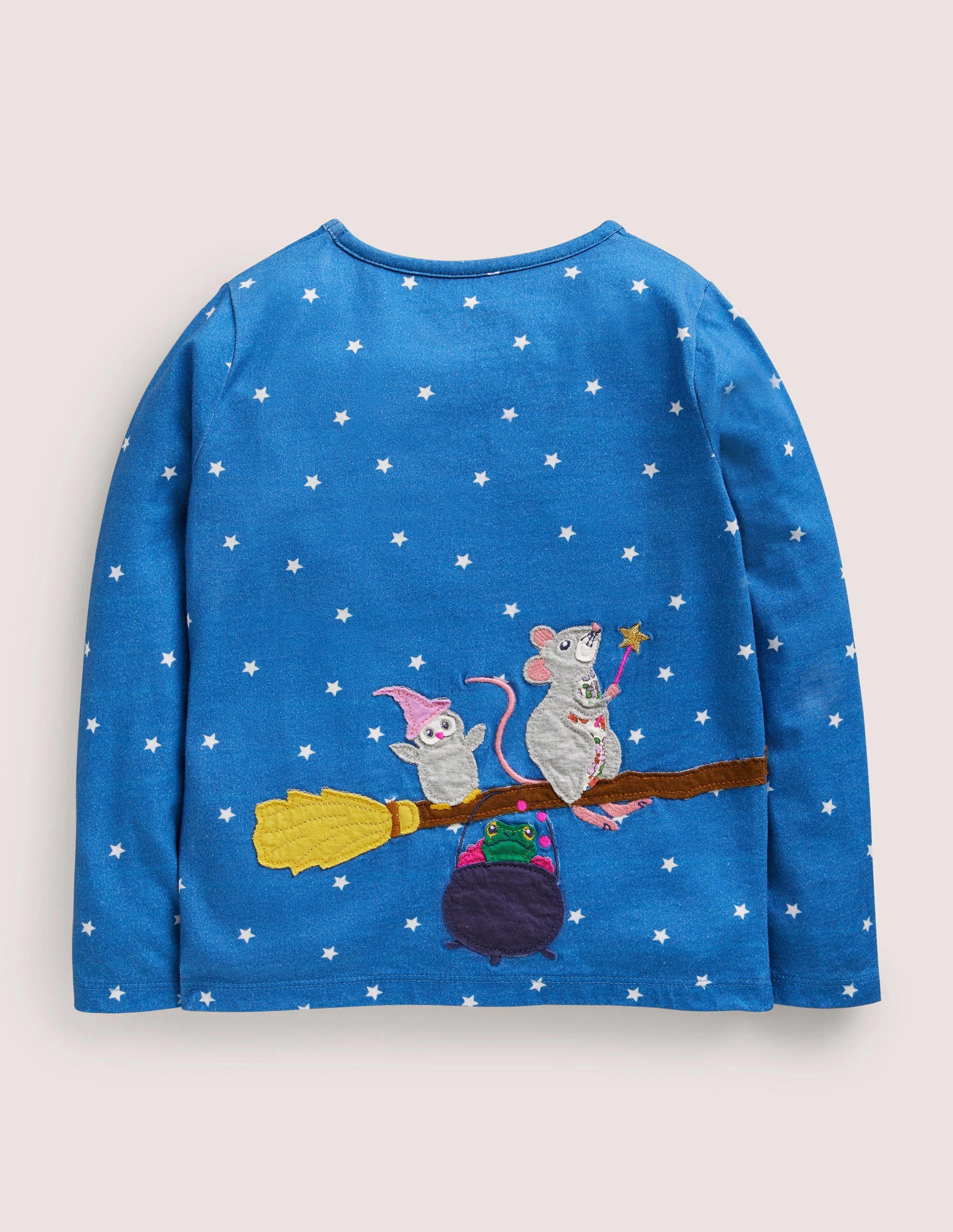 Halloween-Oberteil mit Motiven auf Vorder- und Rückseite-Strahlendes Marineblau, Sterne-2