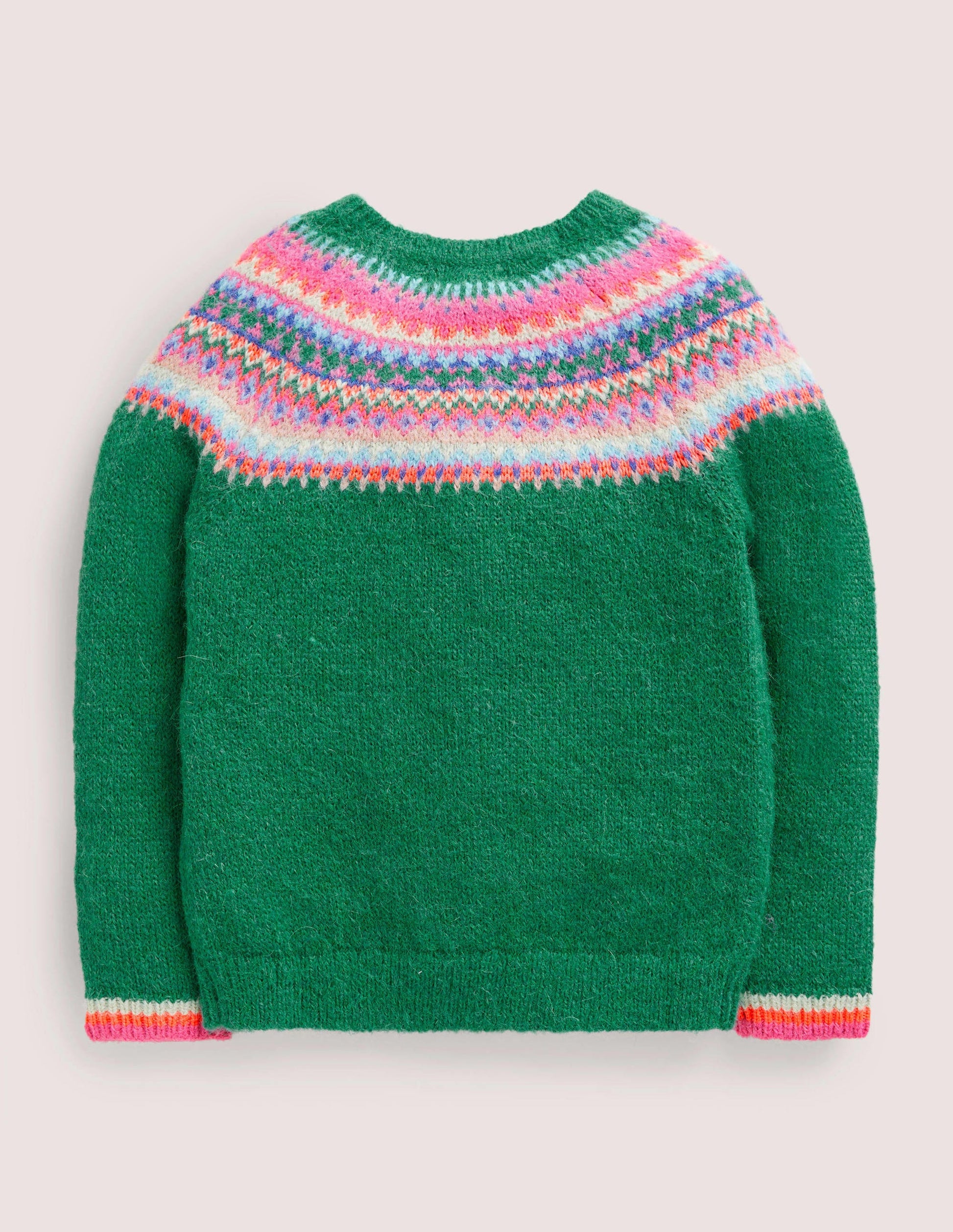 Green Fair Isle Yoke Cardigan-Empiècement multi poivron vert-2
