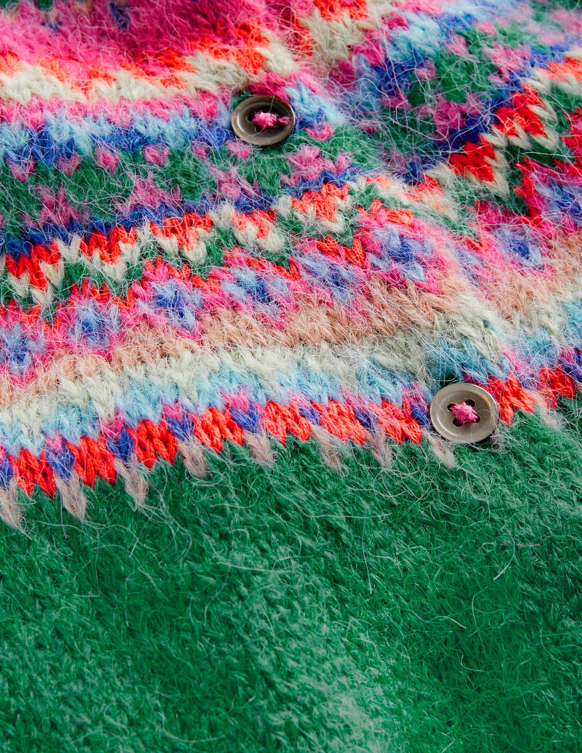 Green Fair Isle Yoke Cardigan-Empiècement multi poivron vert-3