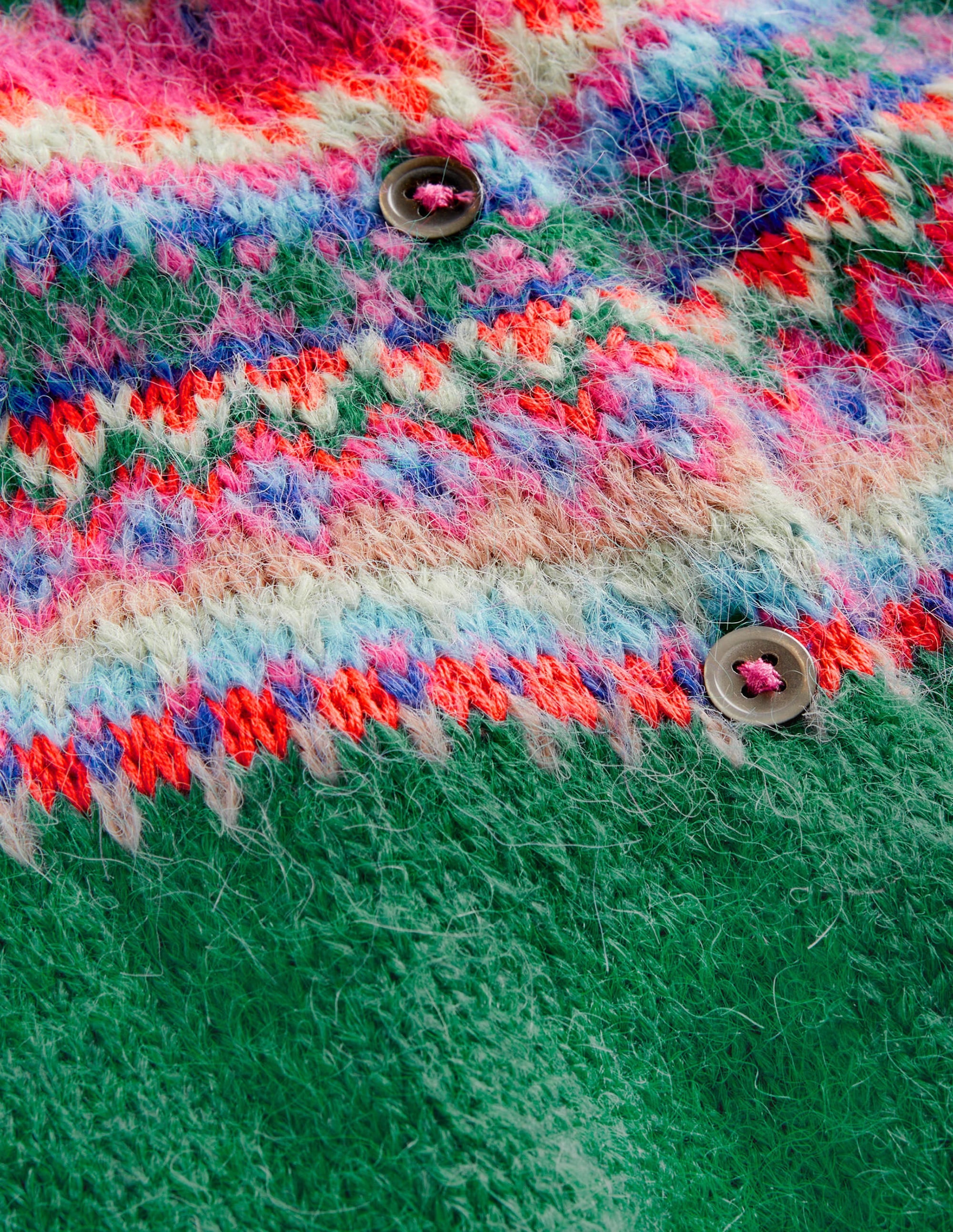 Green Fair Isle Yoke Cardigan-Empiècement multi poivron vert - Image 3