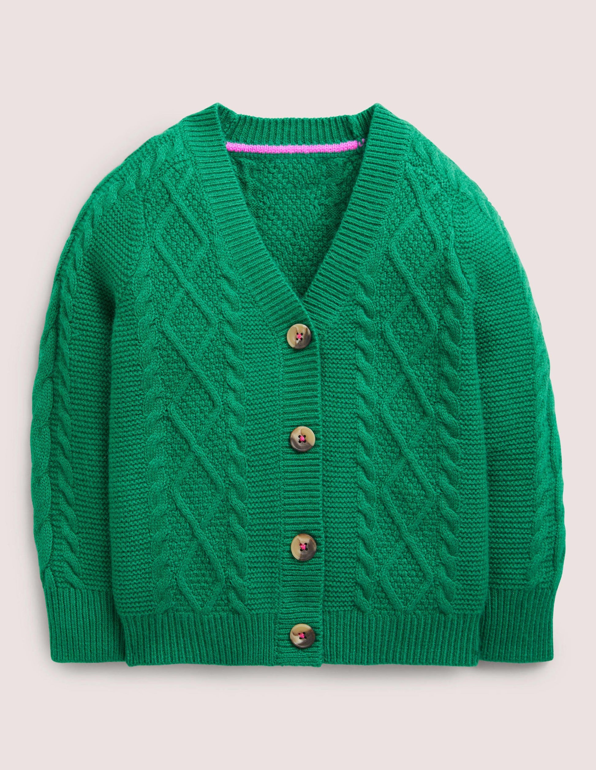 Gemütlicher Cardigan mit Zopfstrickmuster-Waldgrün-1