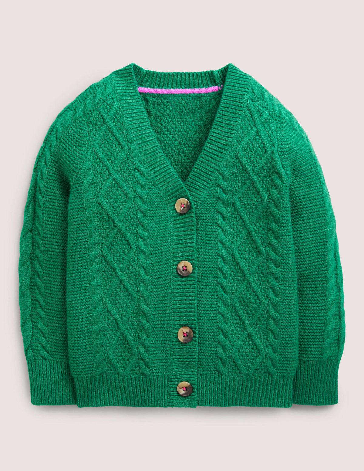 Gemütlicher Cardigan mit Zopfstrickmuster-Waldgrün - Image 1