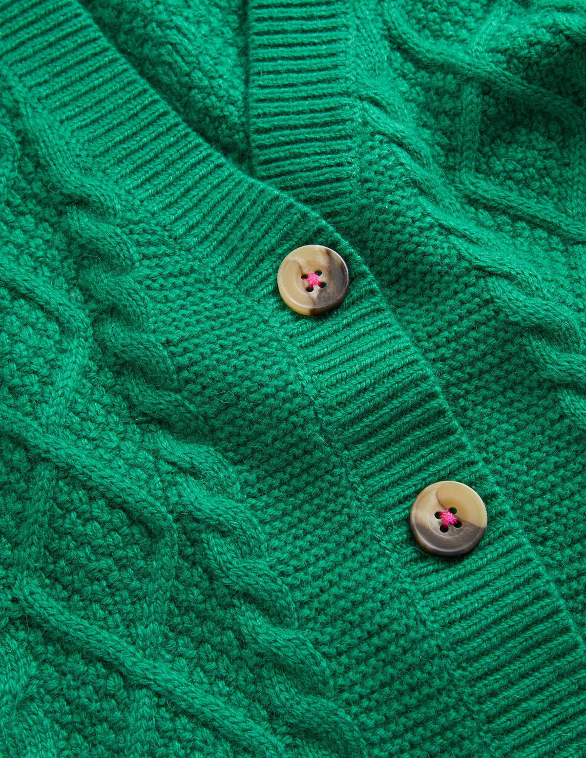 Gemütlicher Cardigan mit Zopfstrickmuster-Waldgrün - Image 3