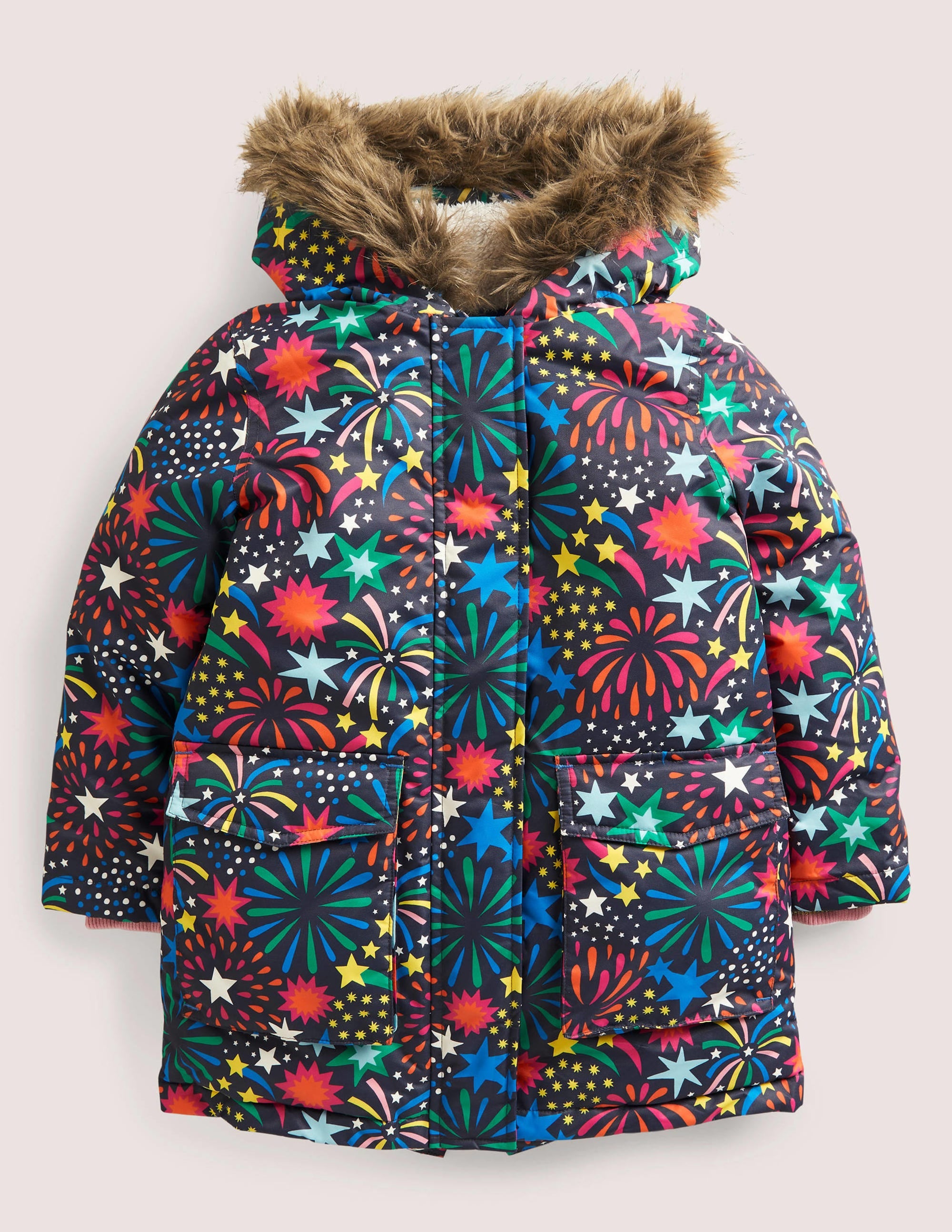 Cosy Waterproof Parka-Soot Grey Fireworks - Image 1