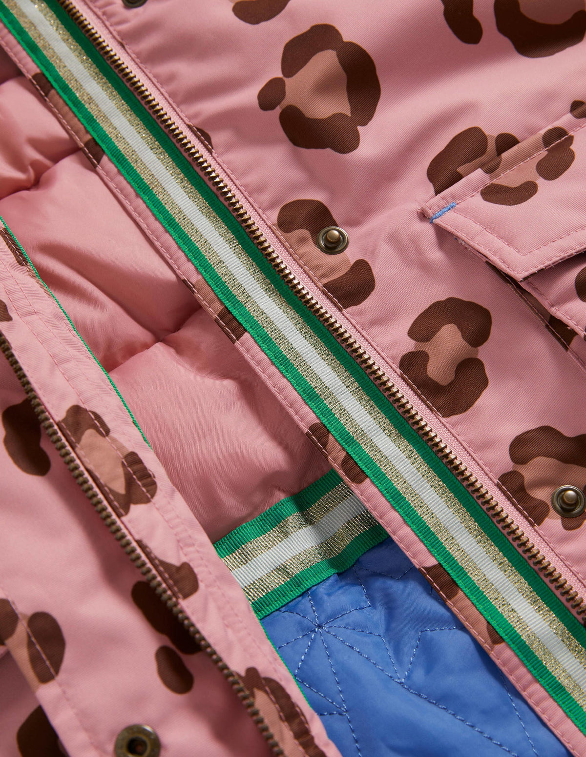 Pink Animal Print Waterproof Parka-Mandelblütenrosa, Tiermuster - Image 3
