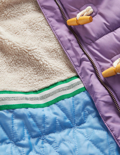 Purple Star Fleece-Lined Hooded Puffer Jacket-Asternviolett, Stern-6