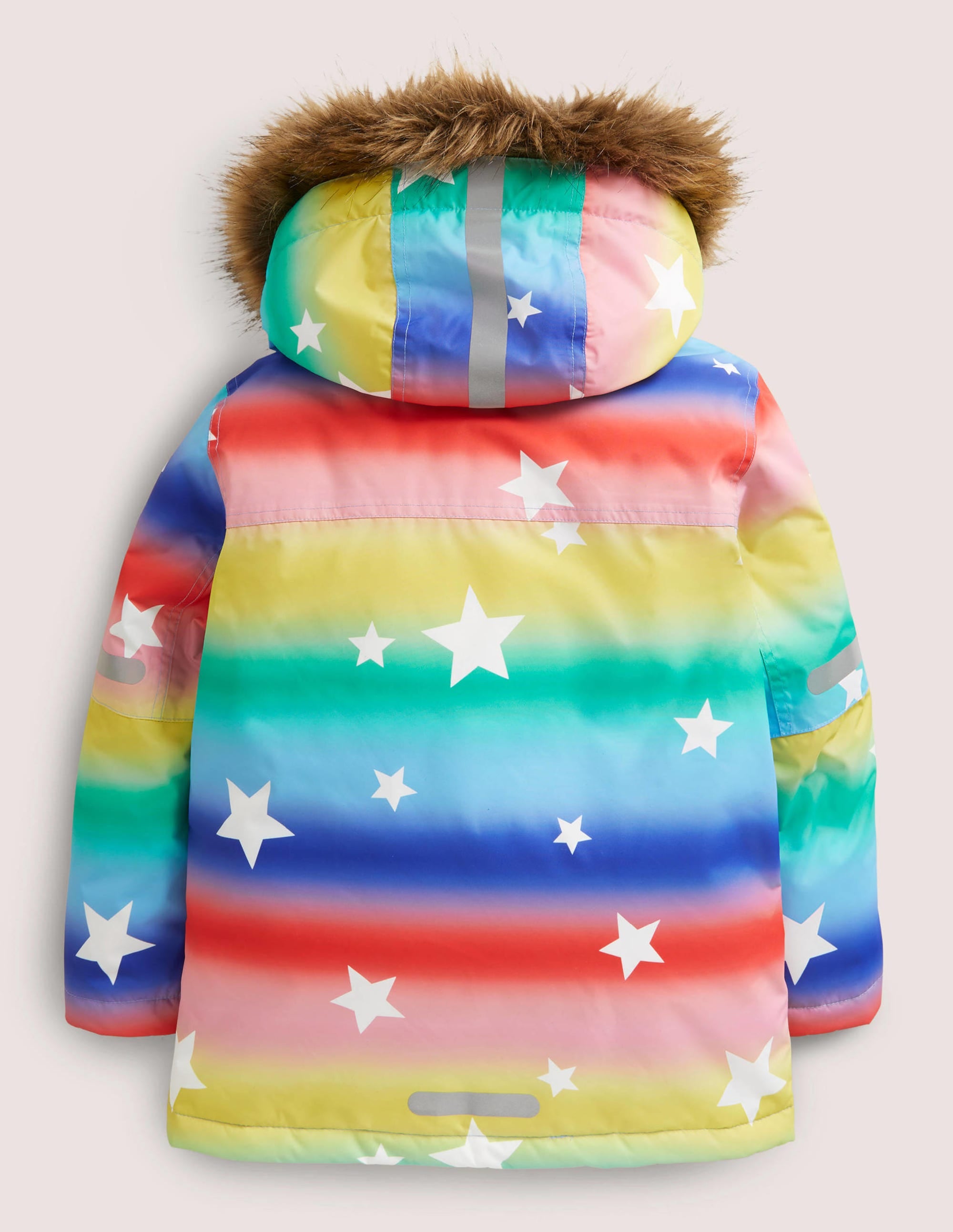 Rainbow Star Print Hooded Waterproof Jacket-Regenbogen/Sterne, Schimmernd - Image 2