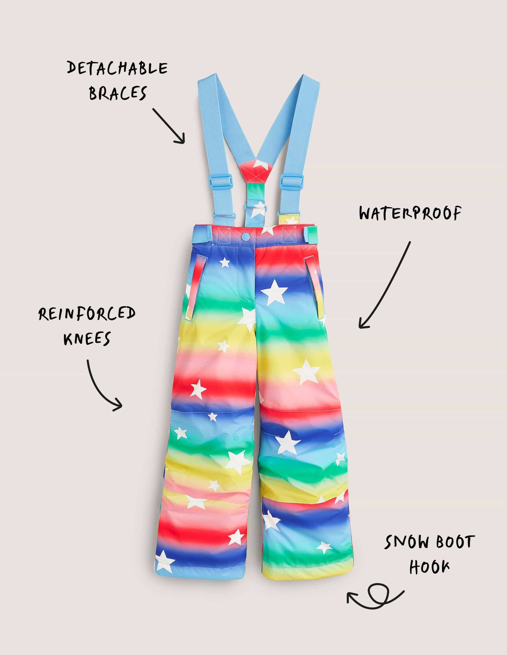 Rainbow Star Waterproof Dungaree Trousers-Ombre Rainbow Star-4