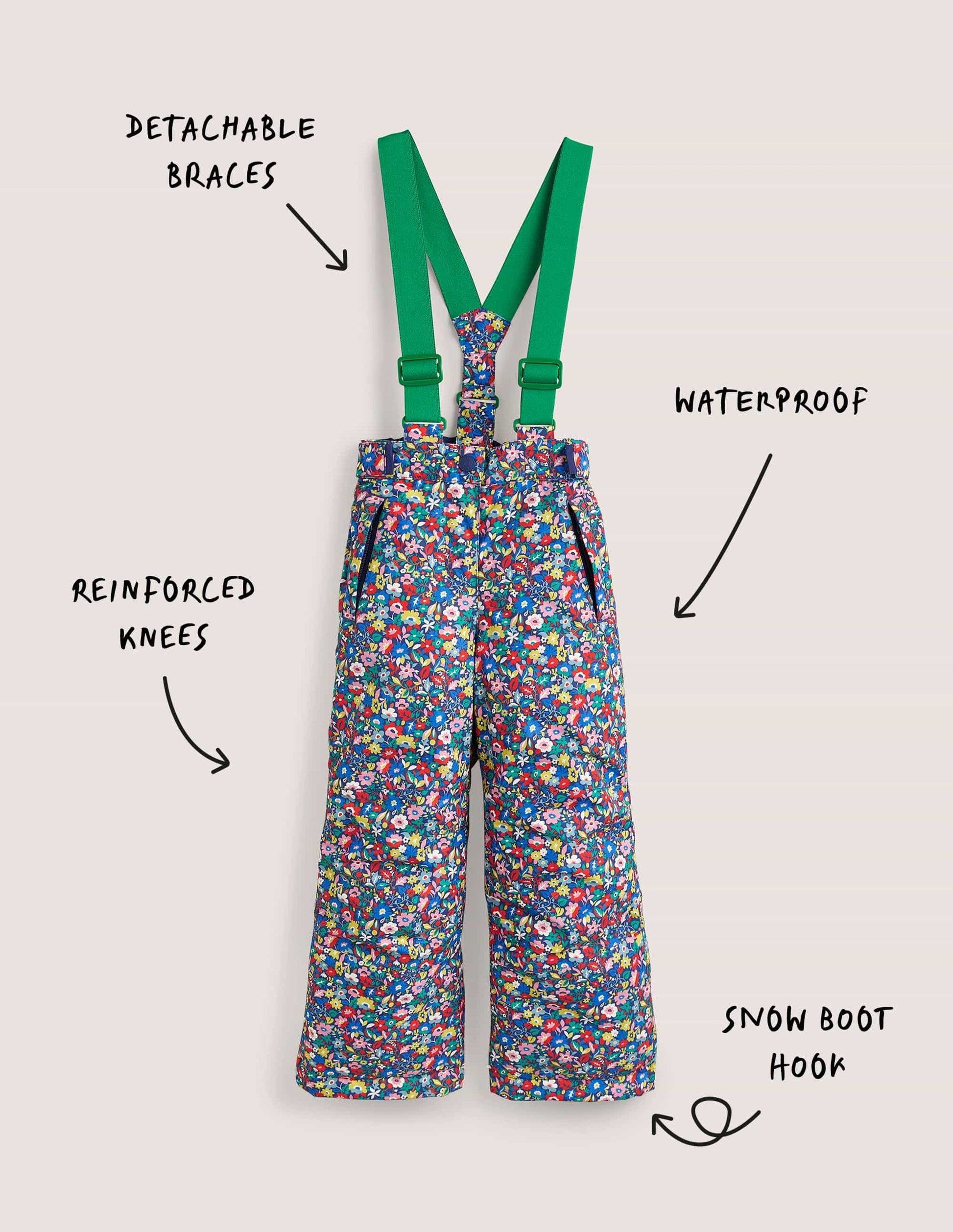 Wasserdichte Allwetterhose-Bunt, Patchwork-Blumen-4