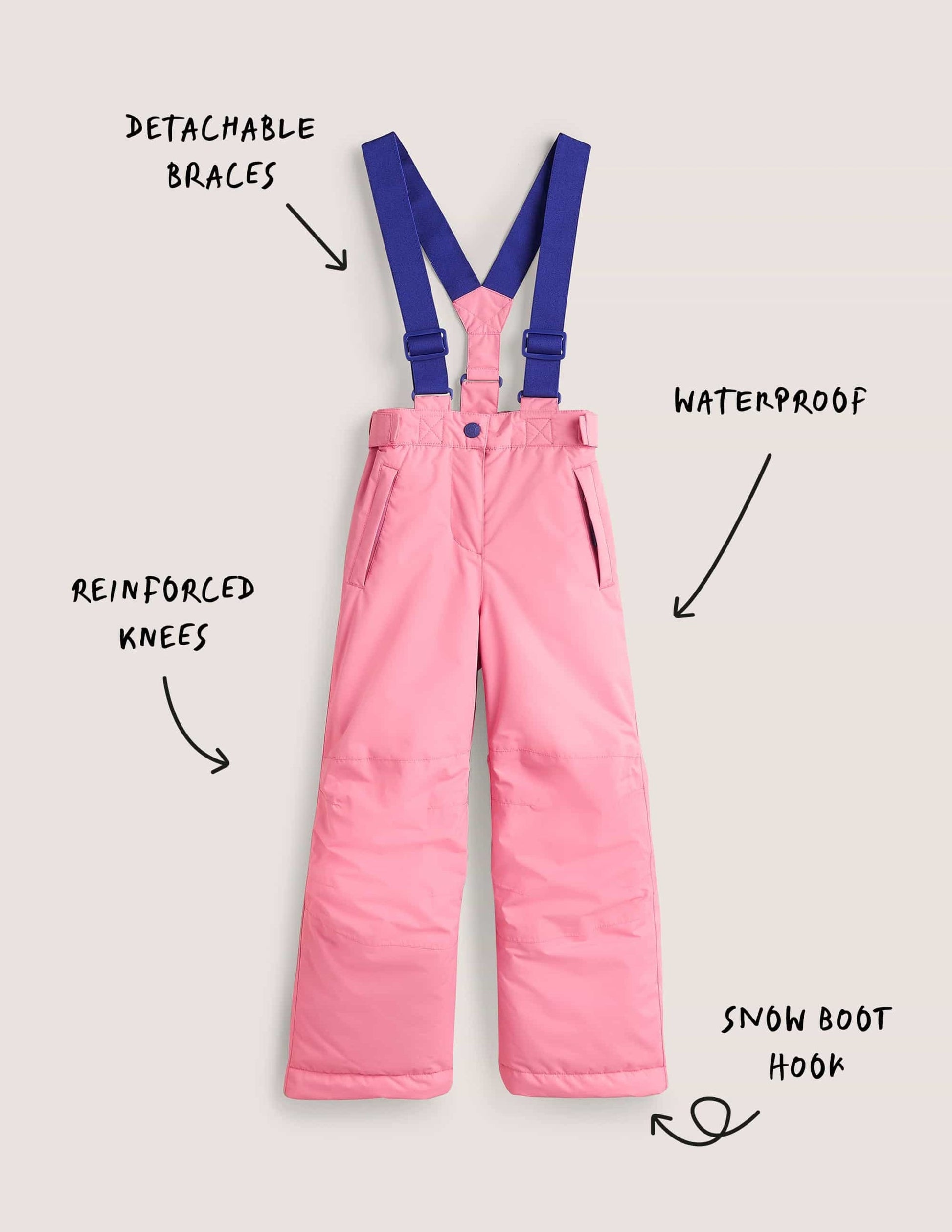 Pink Waterproof Dungaree Trousers-Limonade rose-4