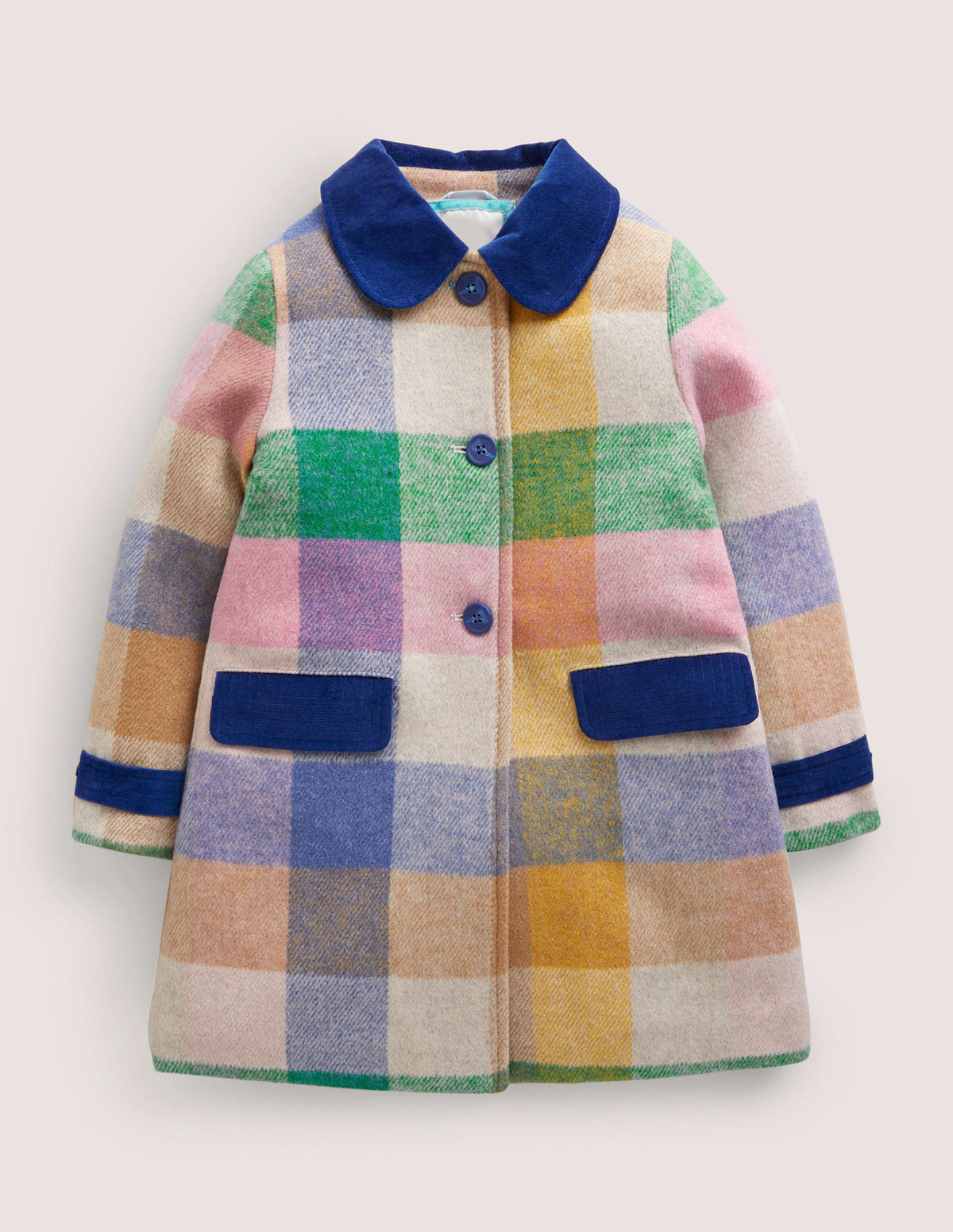 Karierter Wollmantel-Bunt, Regenbogenfarbene Vichykaros - Image 1
