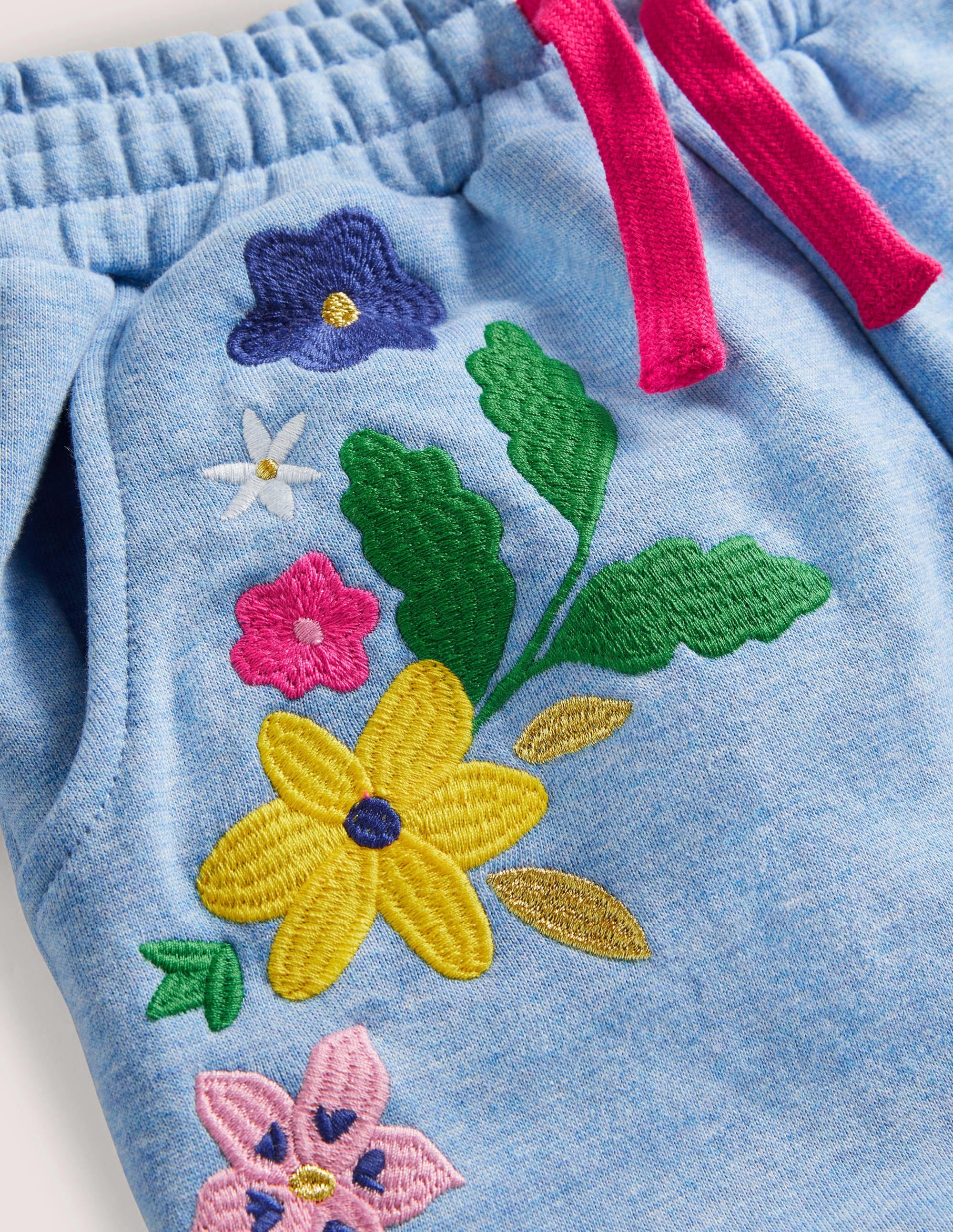 Embroidered Joggers-Riviera Blue Floral - Image 3