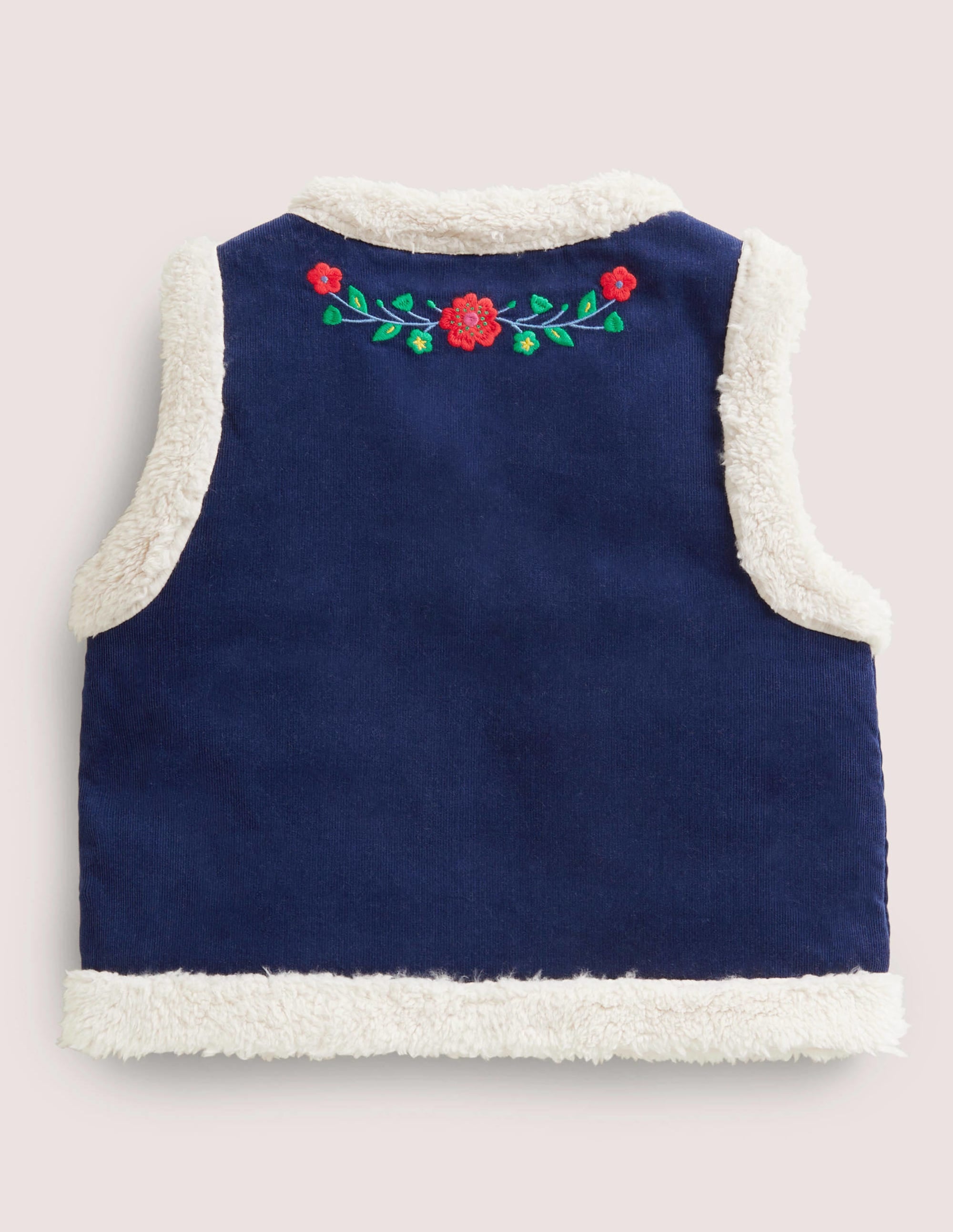Shaggy Lined Emboidered Gilet-College Navy - Image 2