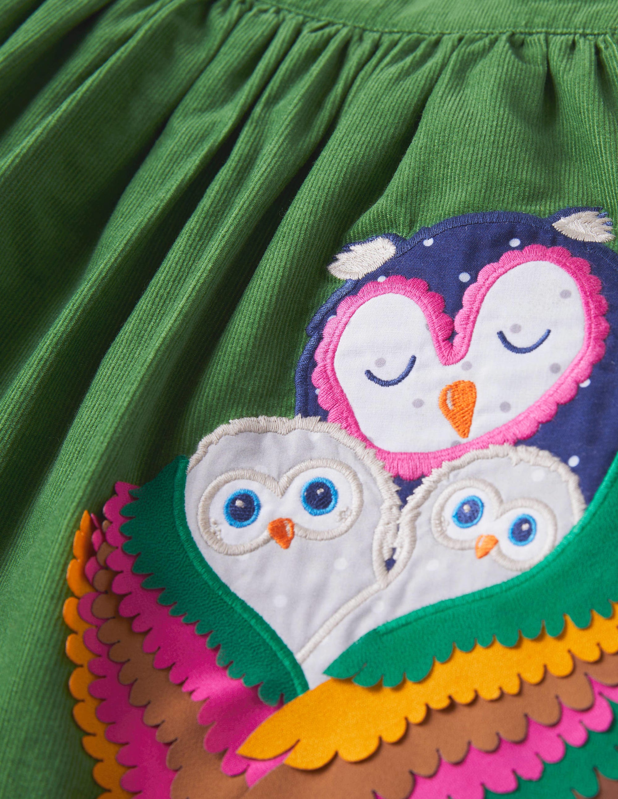 Schürzenkleid mit Applikation-Olivgrün, Eulen - Image 3