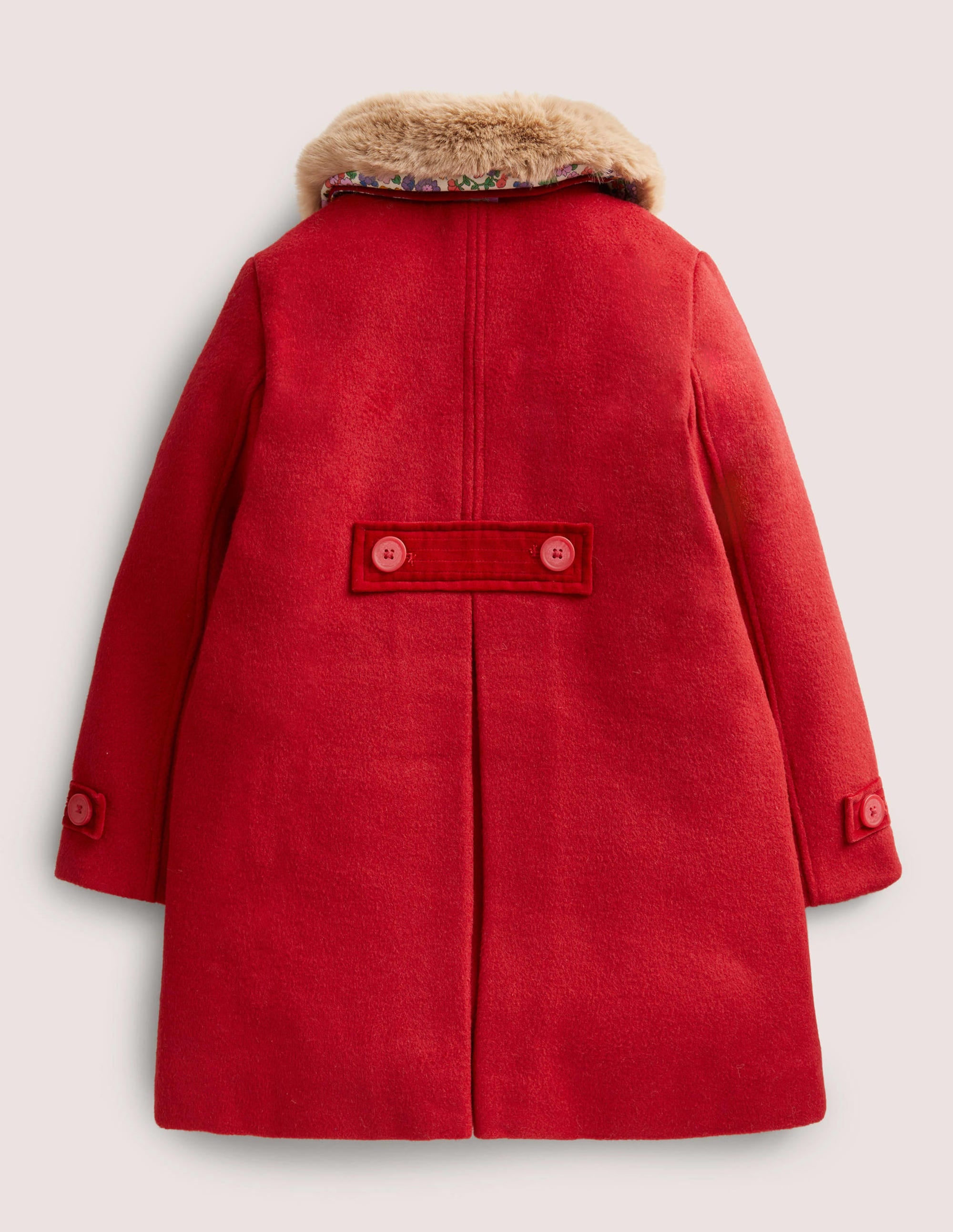 Red Fur Collar Wool Coat-Cranberry-Rot - Image 2