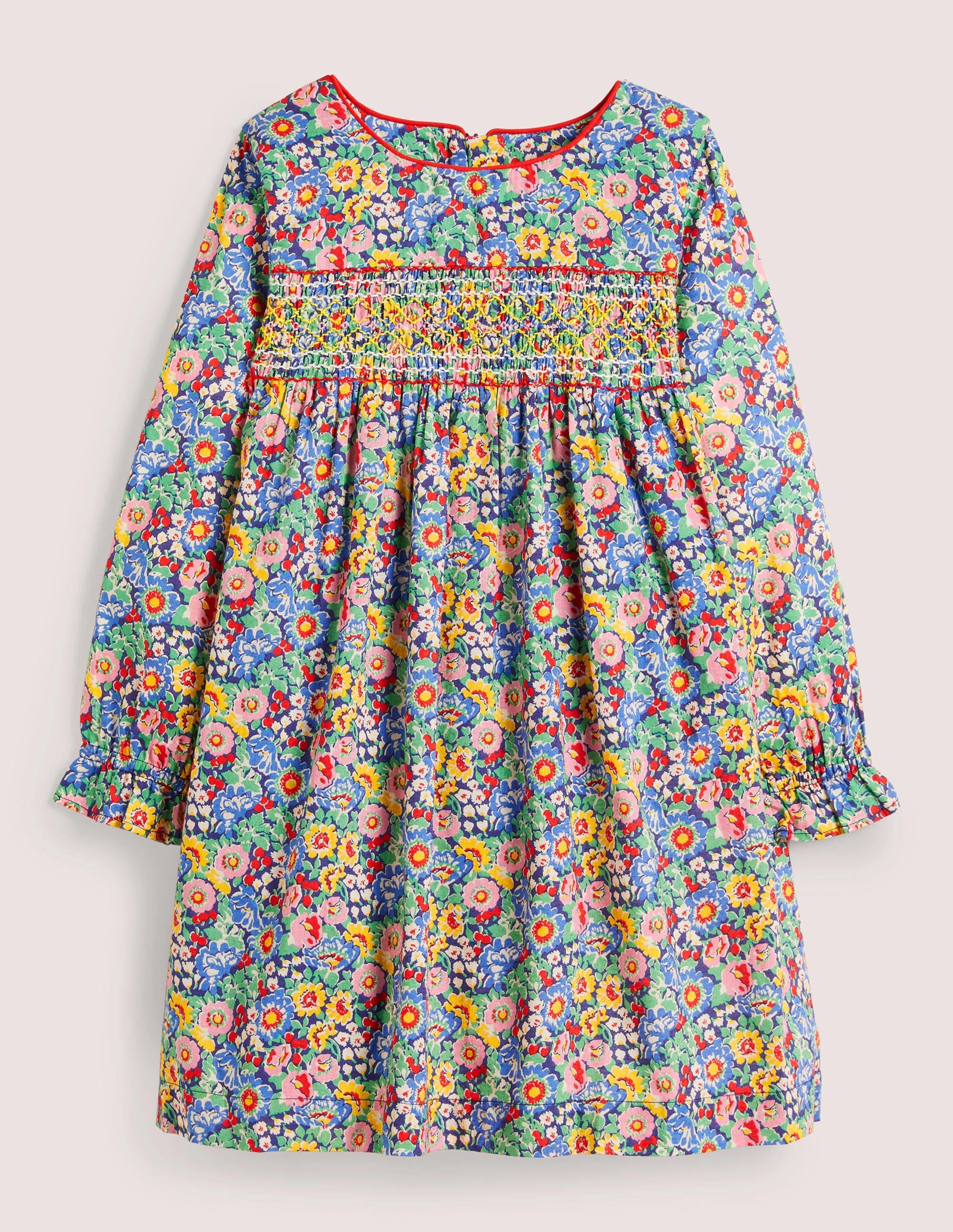 Robe smockée à manches longues-Motif floral multi - Image 1