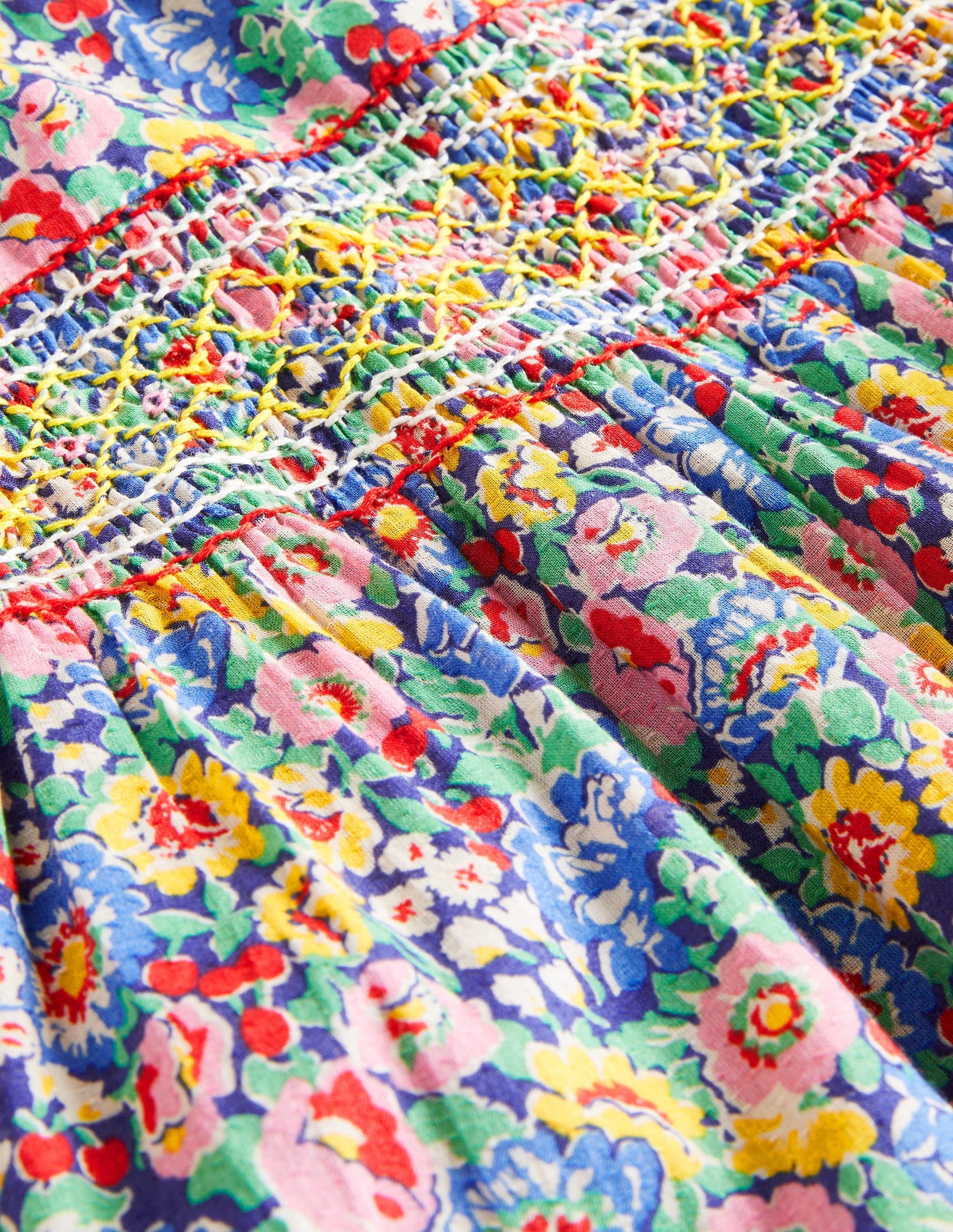 Robe smockée à manches longues-Motif floral multi-3