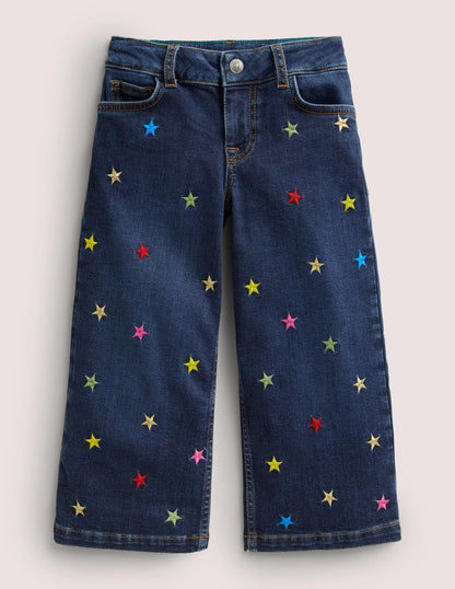 Jeans mit weitem Bein-Mittleres Vintageblau, Sternschnuppe-1