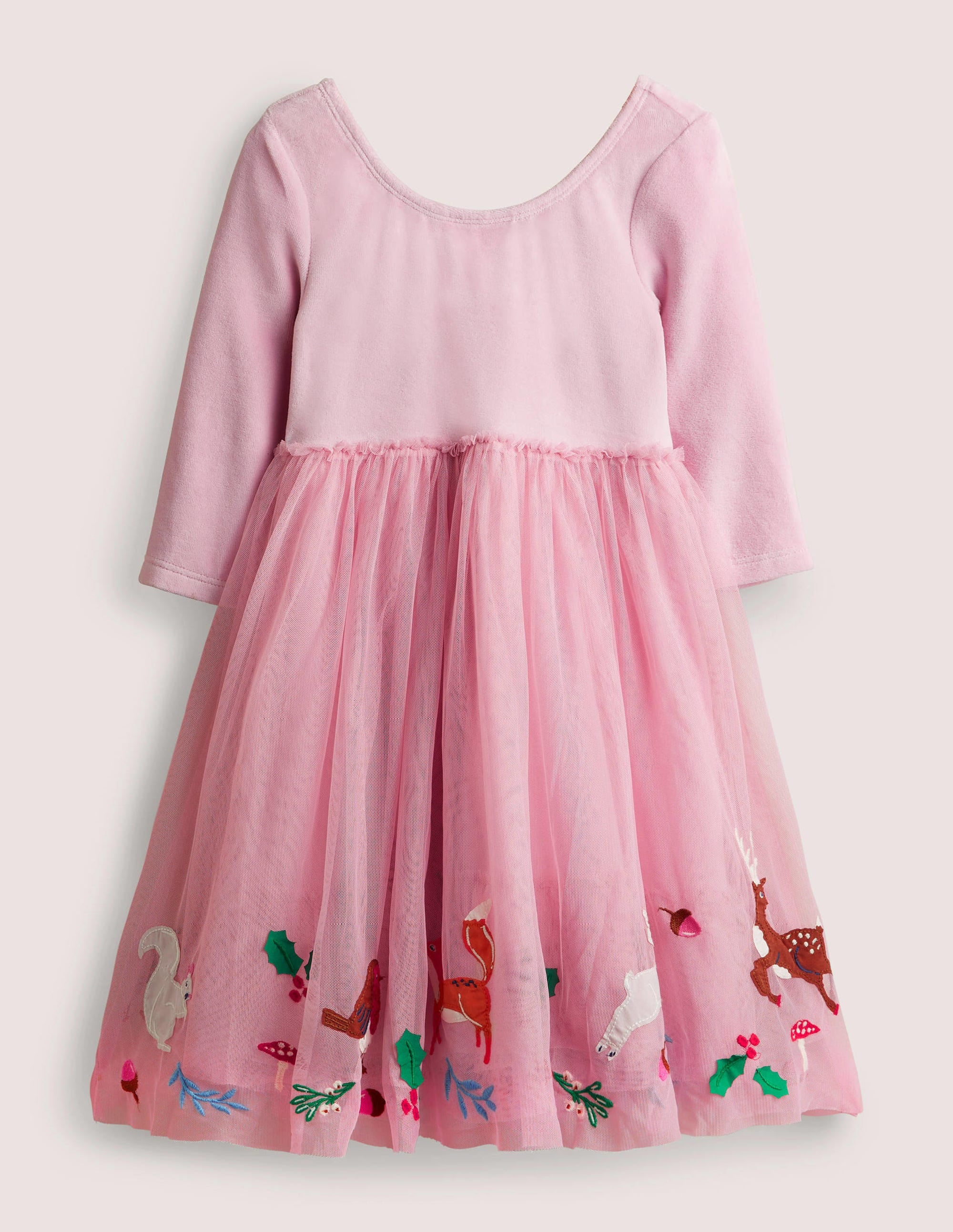 Pink Velvet Bodice Tulle Christmas Party Dress-Cameo-Rosa, Waldtiere - Image 1