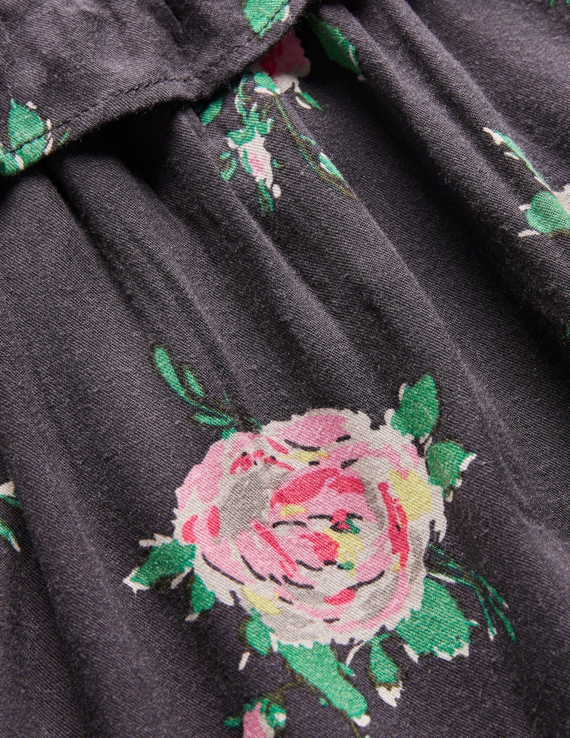 Webkleid mit Lochstickereikragen-Rußgrau, Rosen-3