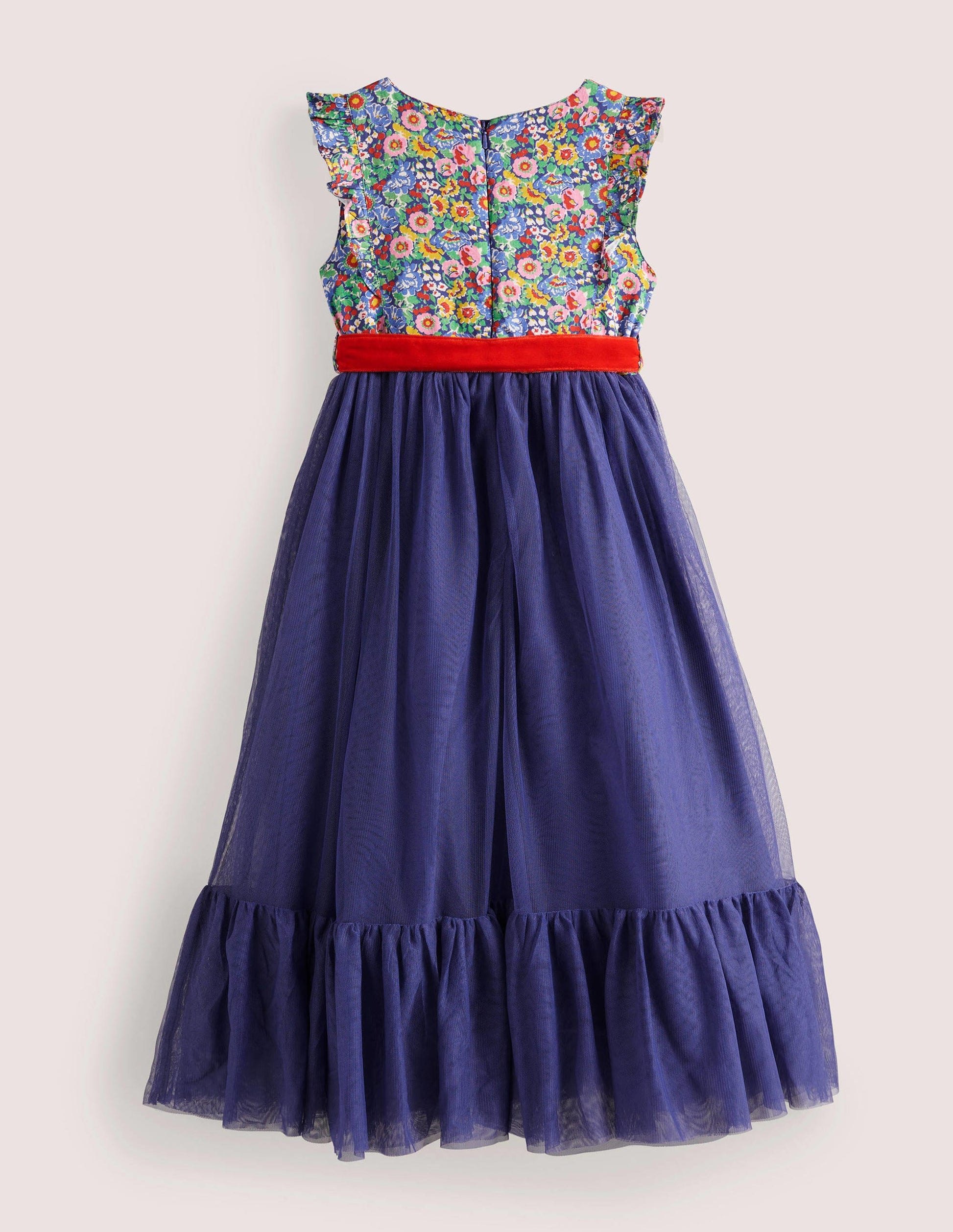 Woven Tulle Party Dress-Navy Multi Floral-2