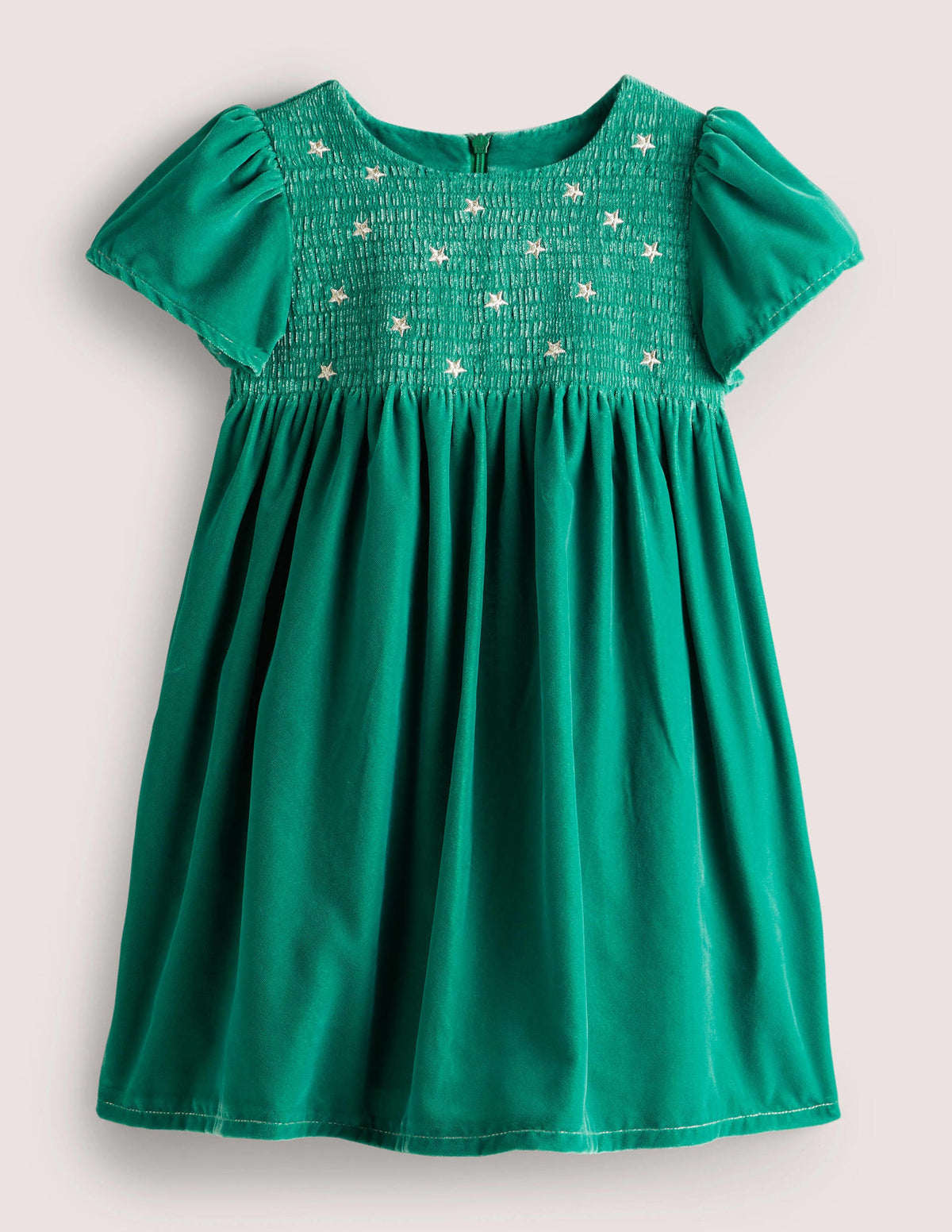 Smok-Partykleid aus Samt-Waldgrün-1
