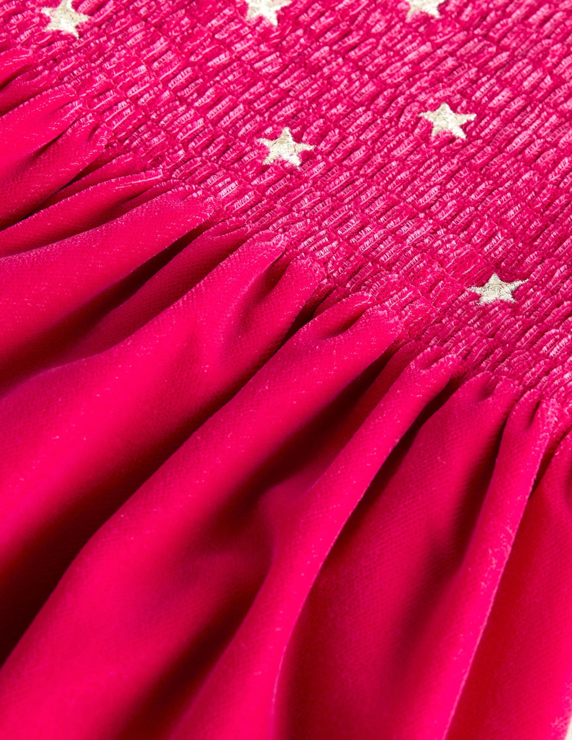 Velvet Smock Party Dress-Candy Cane Pink - Image 3