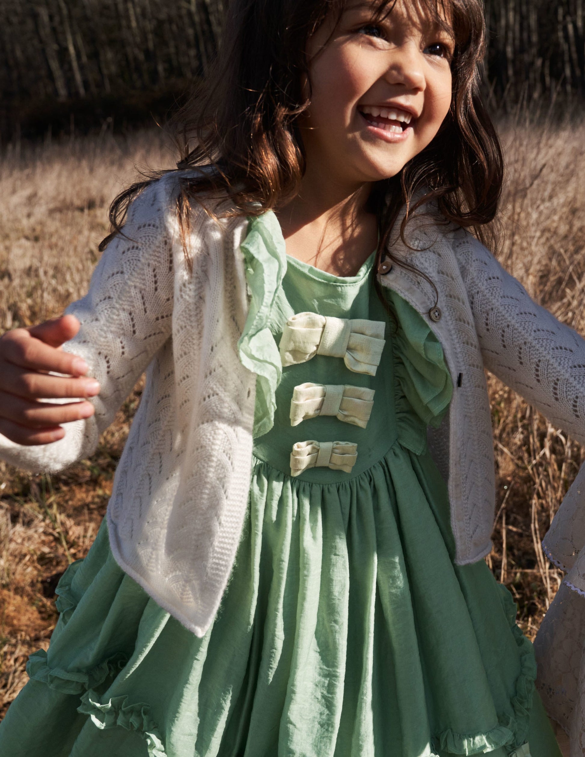 Green Organza Bow Party Dress-Zultanitgrün, Goldene Schleifen-5