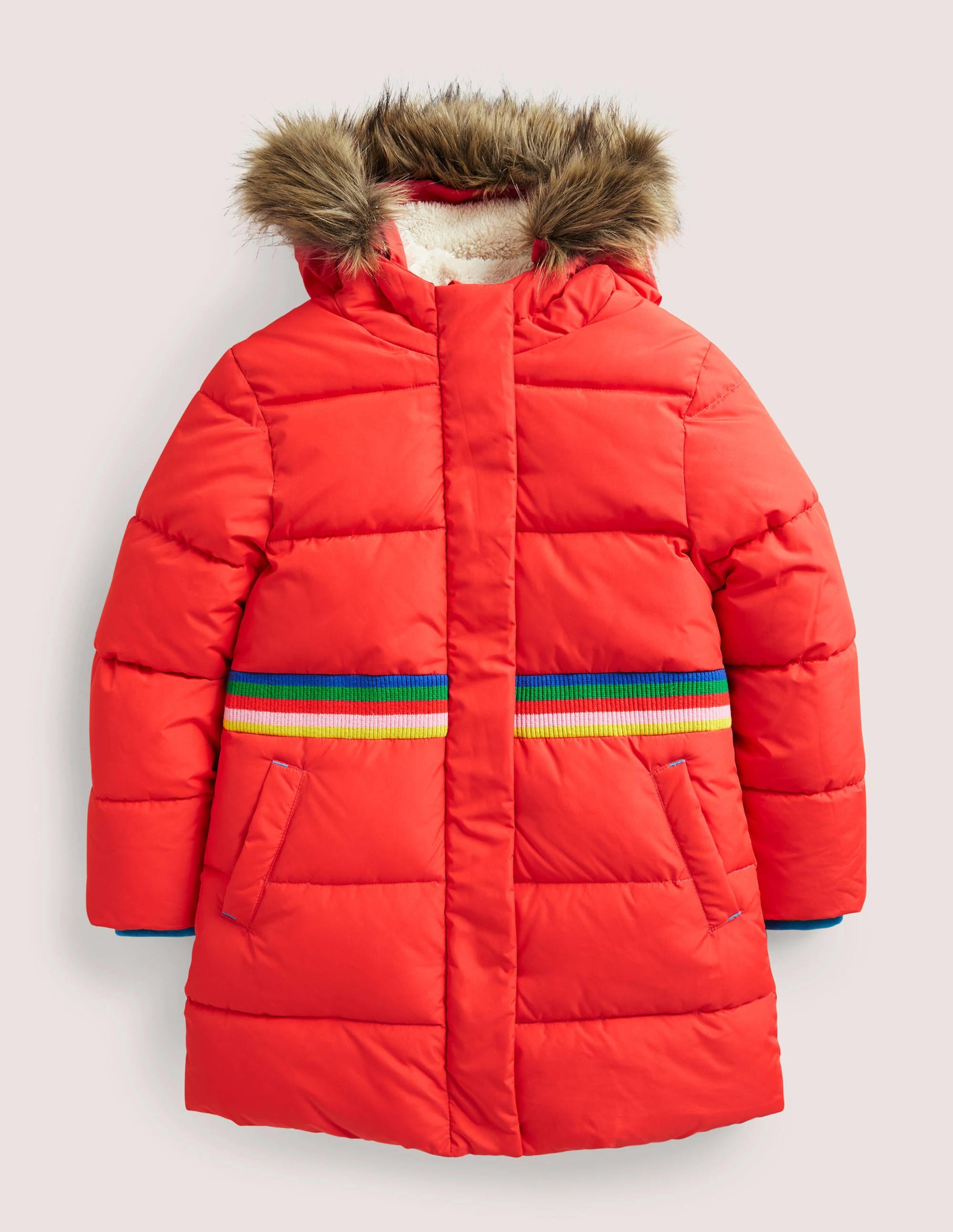 Waisted Puffer Jacket-Strawberry Tart Red Rainbow - Image 1