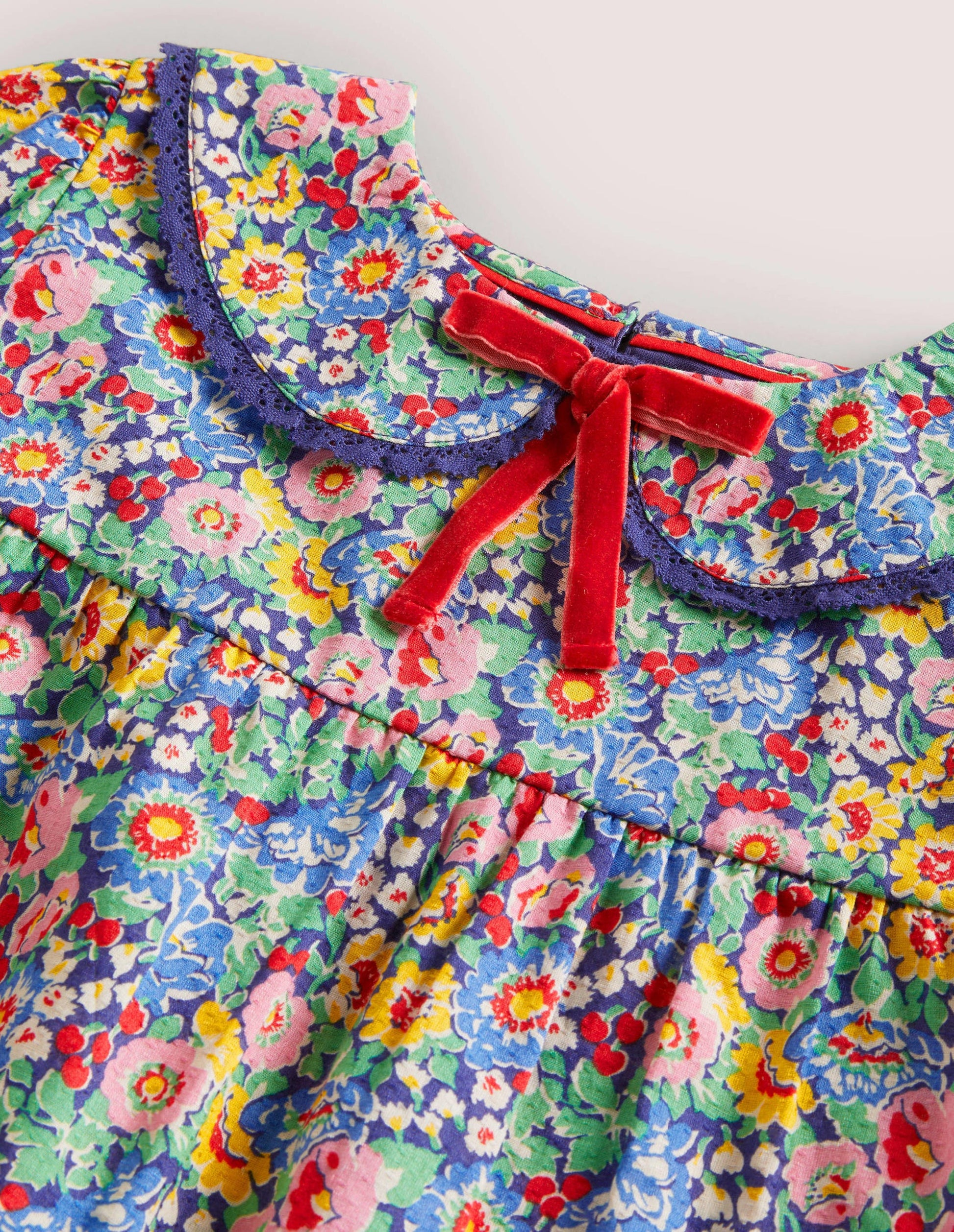 Weboberteil mit Kragendetail-Bunt, Blumenmuster-3
