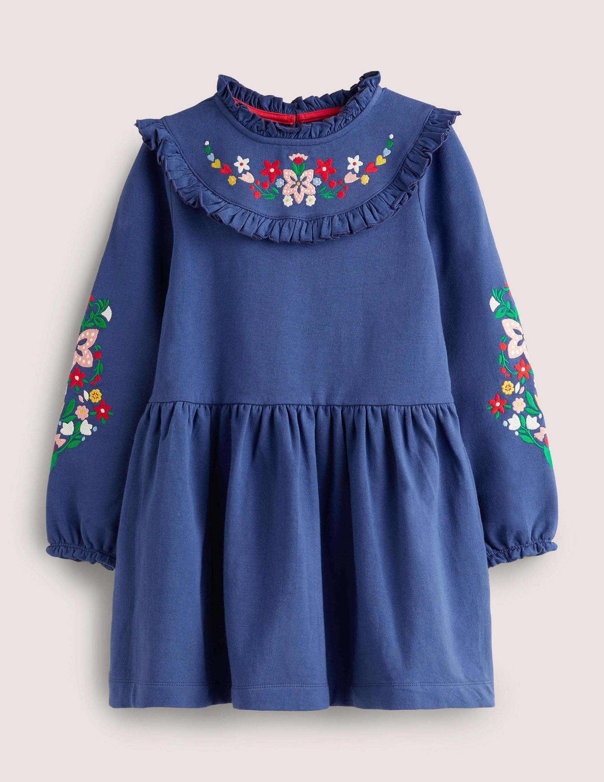 Sweatshirt-Kleid mit Stickerei-Dunkles Segelblau-1