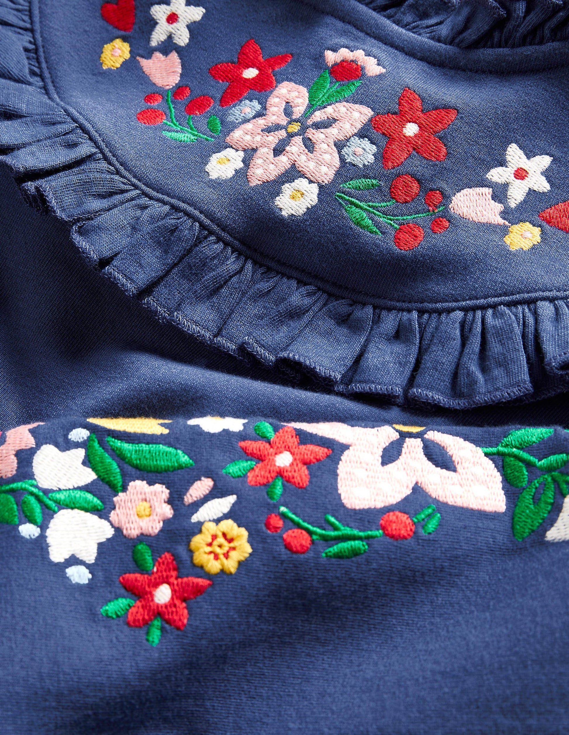 Sweatshirt-Kleid mit Stickerei-Dunkles Segelblau-3