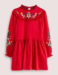 Robe-sweat brodée-Rouge rockabilly