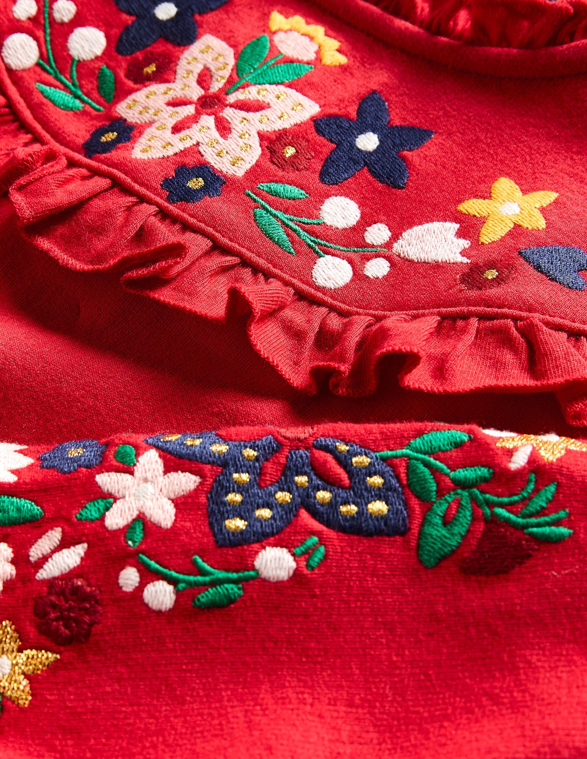 Robe-sweat brodée-Rouge rockabilly-3