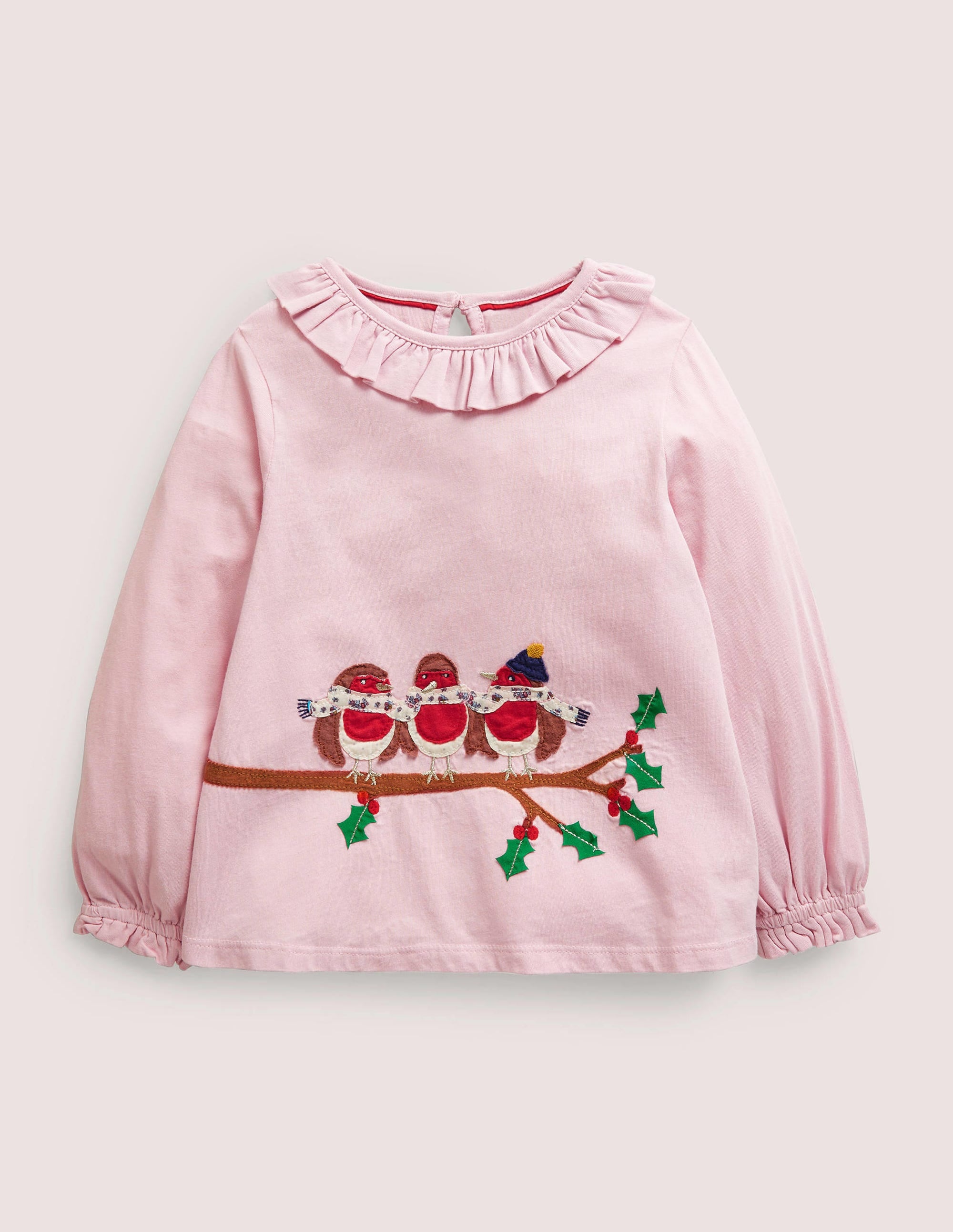 T-shirt à joli appliqué-Rouges-gorges rose camée - Image 1