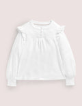 Top avec patte à smocks-Blanc