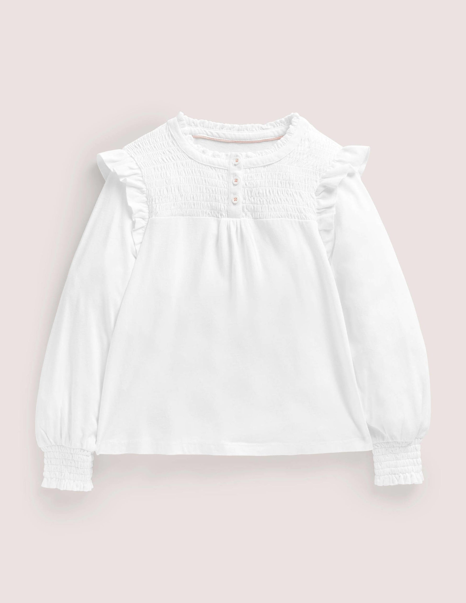 Top avec patte à smocks-Blanc-1