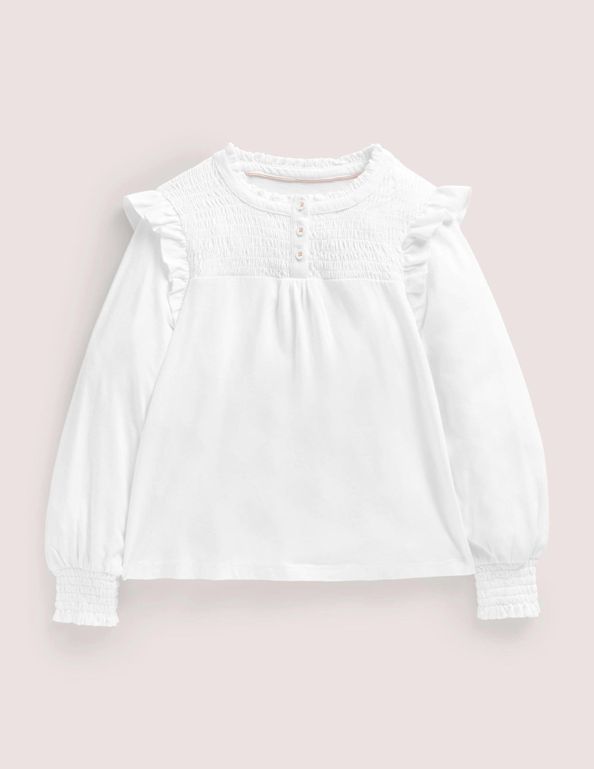 Top avec patte à smocks-Blanc - Image 1