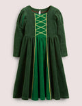 Robe en velours à manches bouffantes-Vert trekking